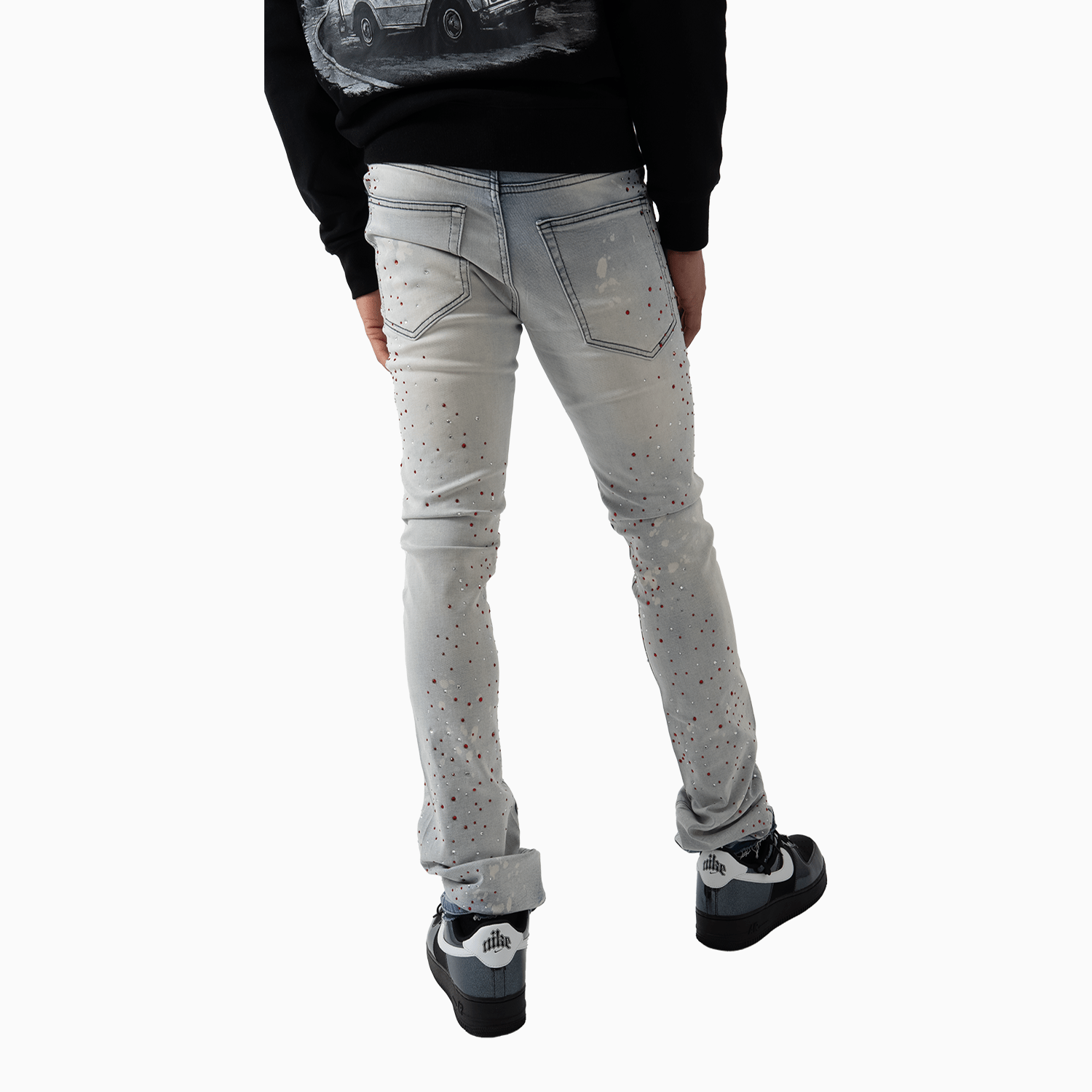 Men's Wash Denim With Pink Stone Pant Denimicity - Tops and Bottoms USA