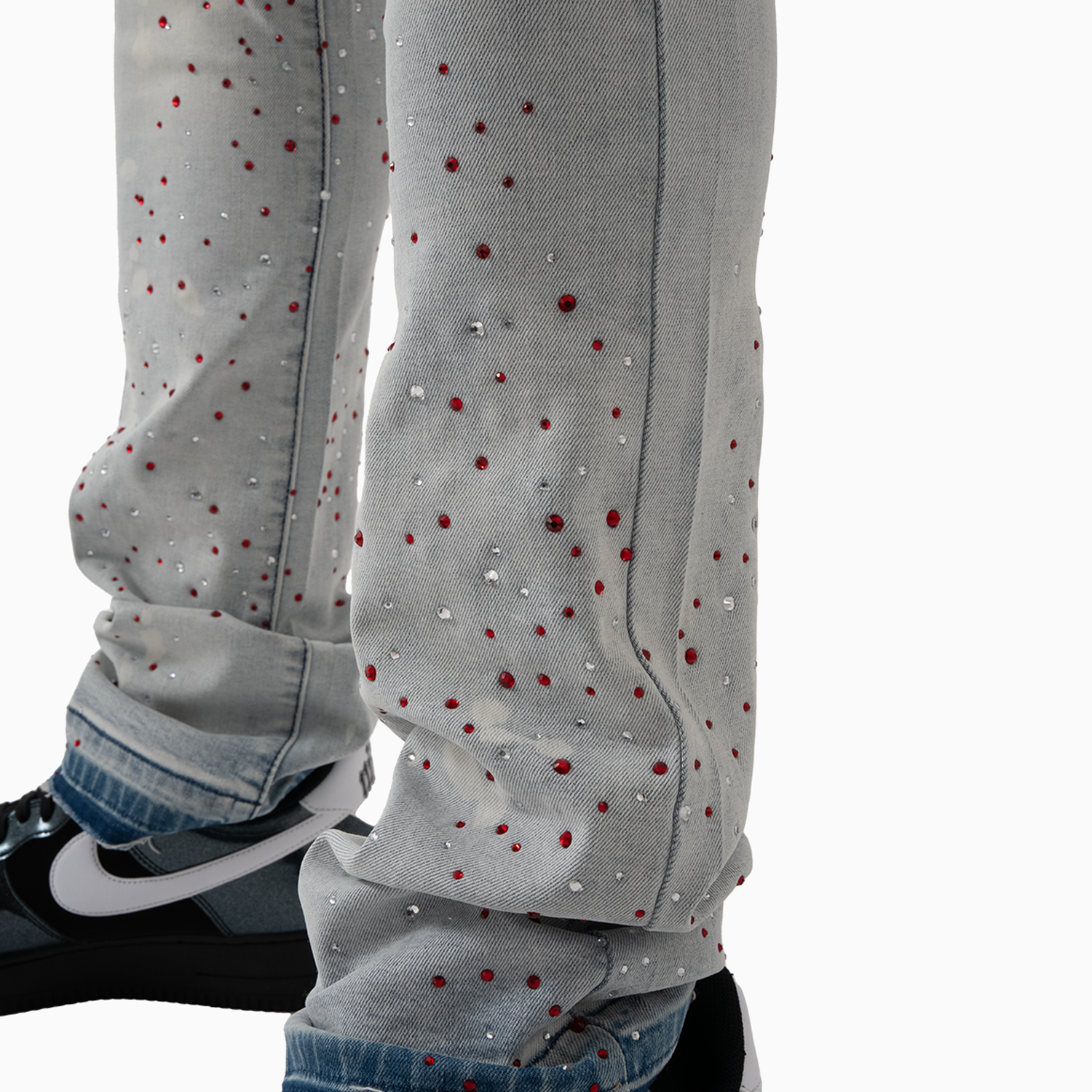 Men's Wash Denim With Pink Stone Pant