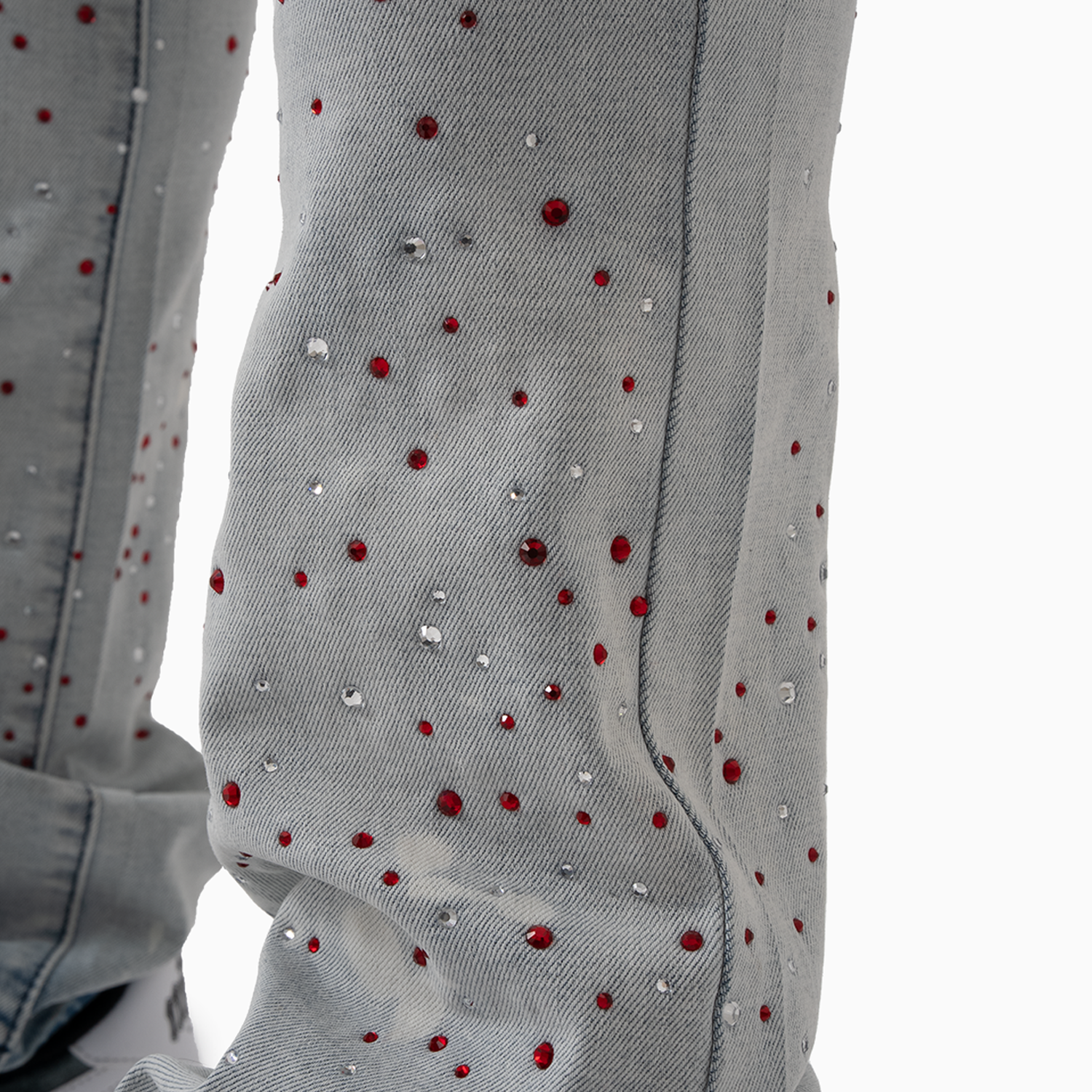 Men's Wash Denim With Pink Stone Pant