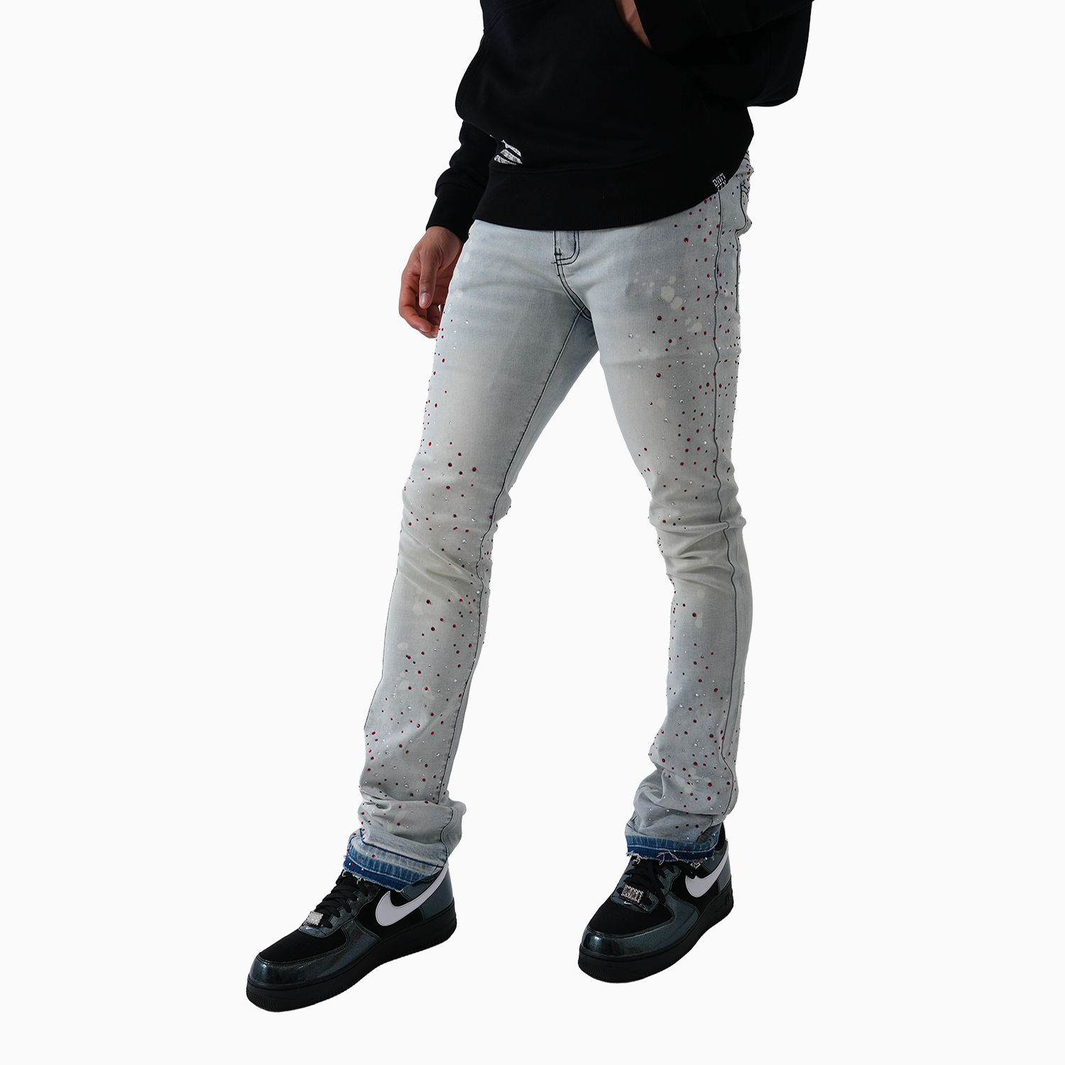 Men's Wash Denim With Pink Stone Pant