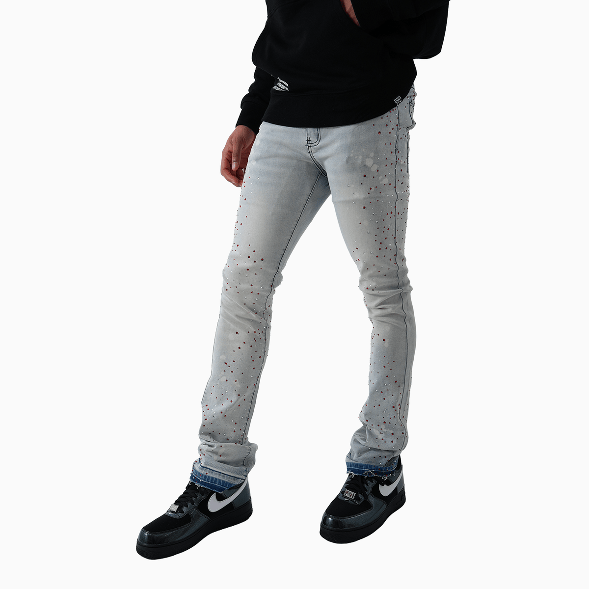 Men's Wash Denim With Pink Stone Pant Denimicity - Tops and Bottoms USA