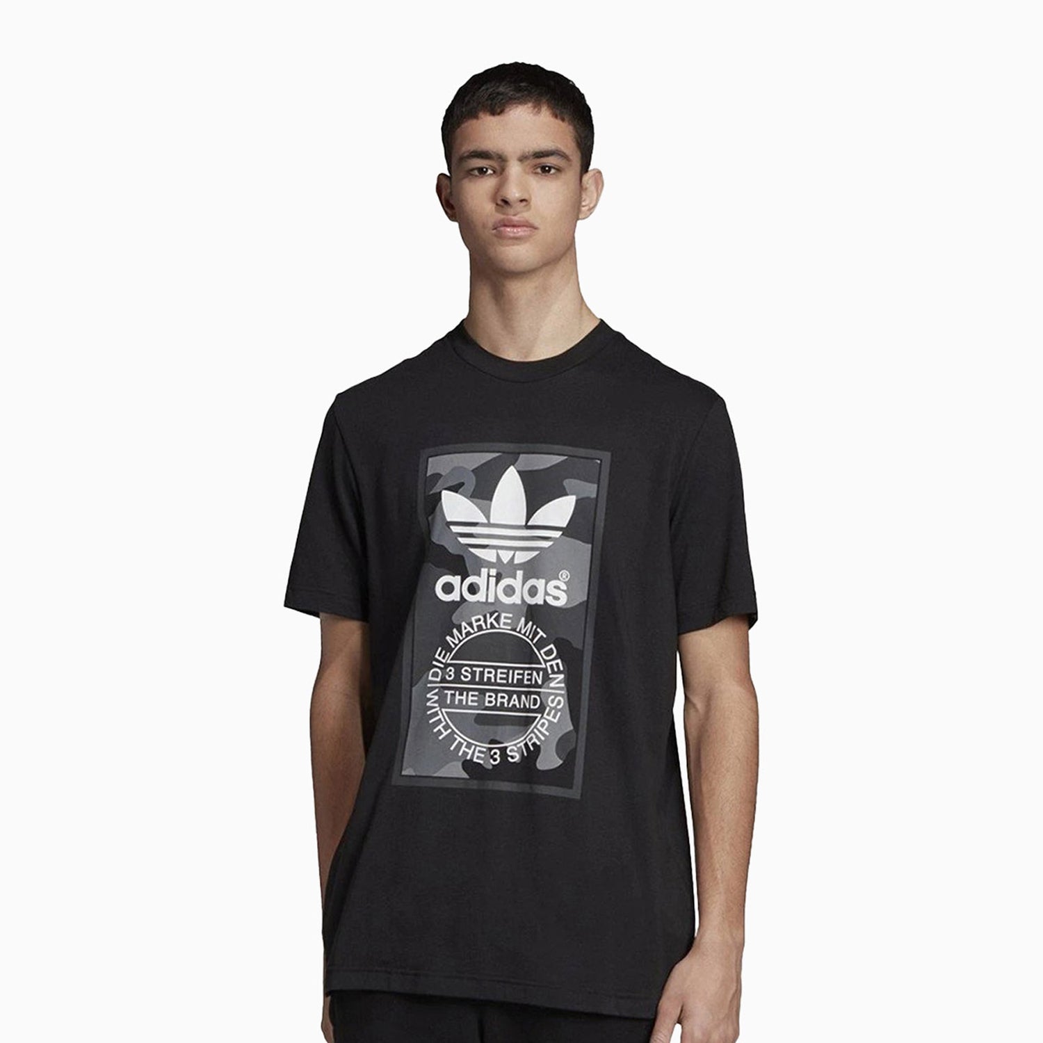adidas Mens Camouflage Tongue Label T Shirt