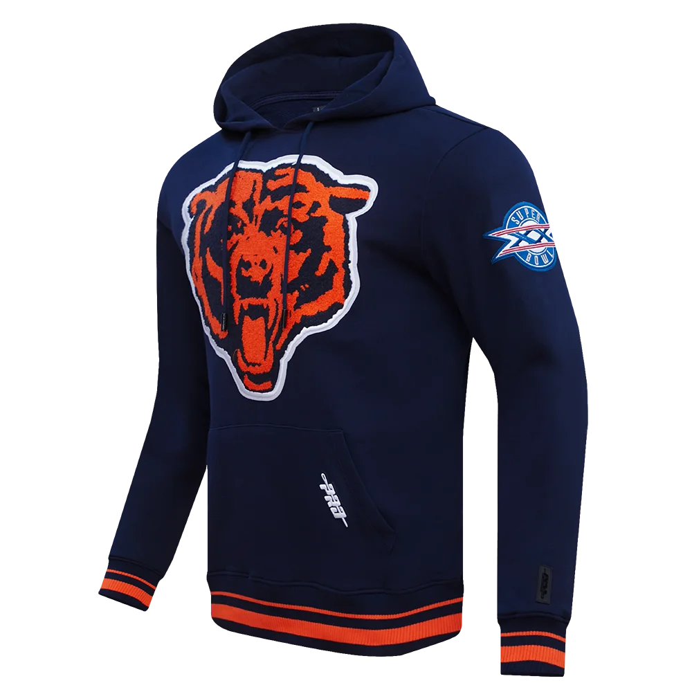 Men's Chicago Bears Mash Up Rib Fleece Pull Over Hoodie