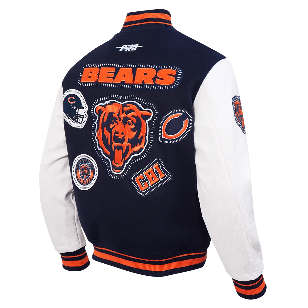 Men's Chicago Bears Stitch Rib Wool Varsity Jacket Pro Standard - Tops and Bottoms USA