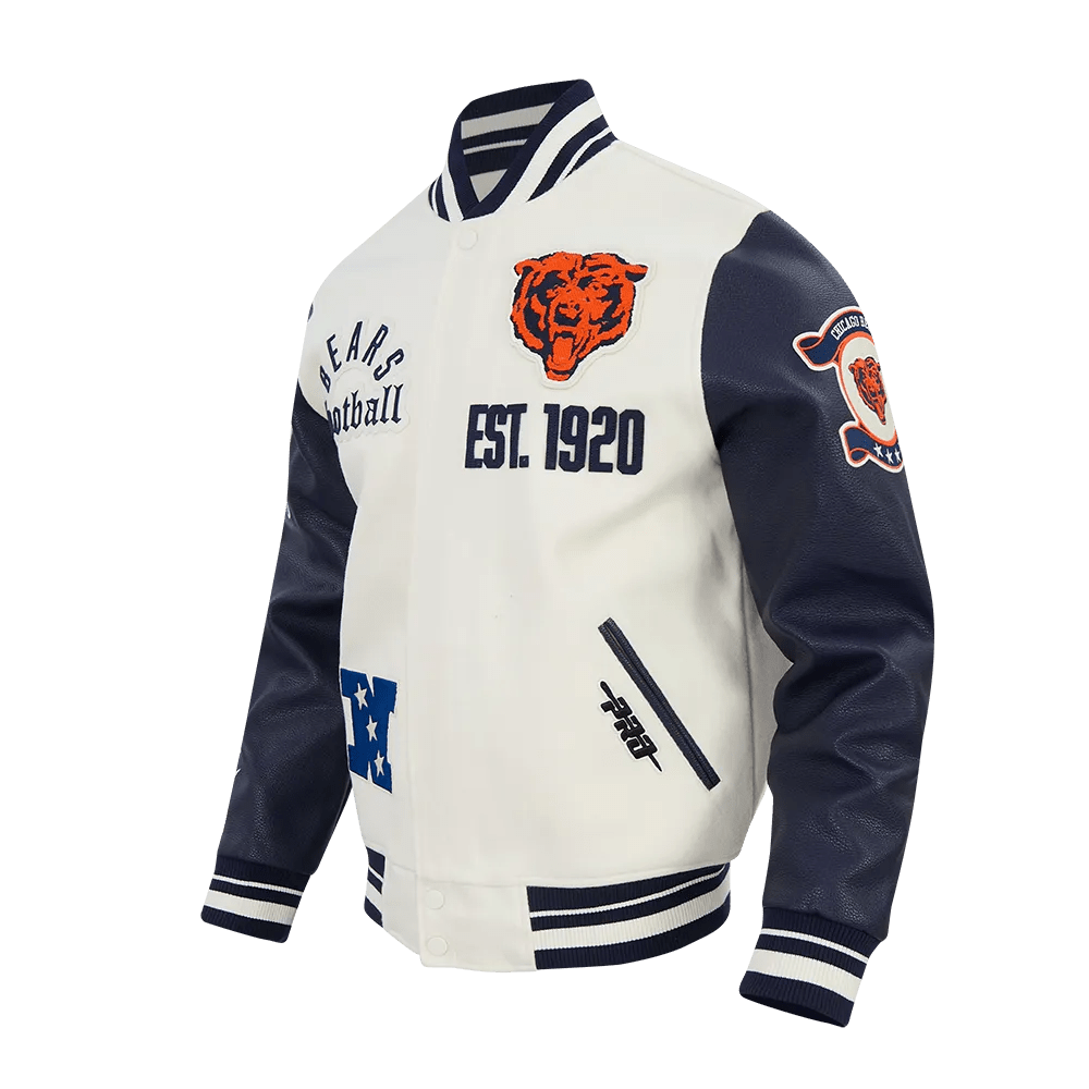 Men's Chicago Bears Original Rib Wool Varsity Jacket Pro Standard - Tops and Bottoms USA