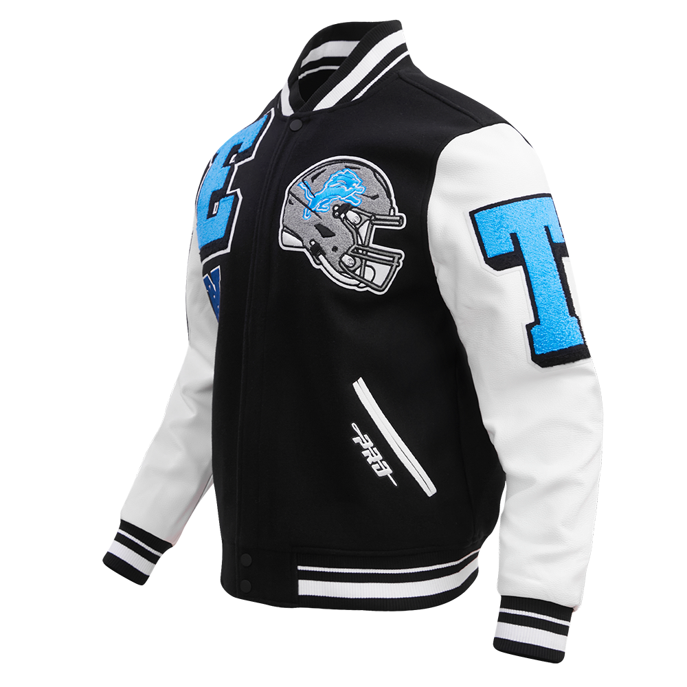 Men's Detroit Lions NFL Mash Up Rib Wool Varsity Jacket