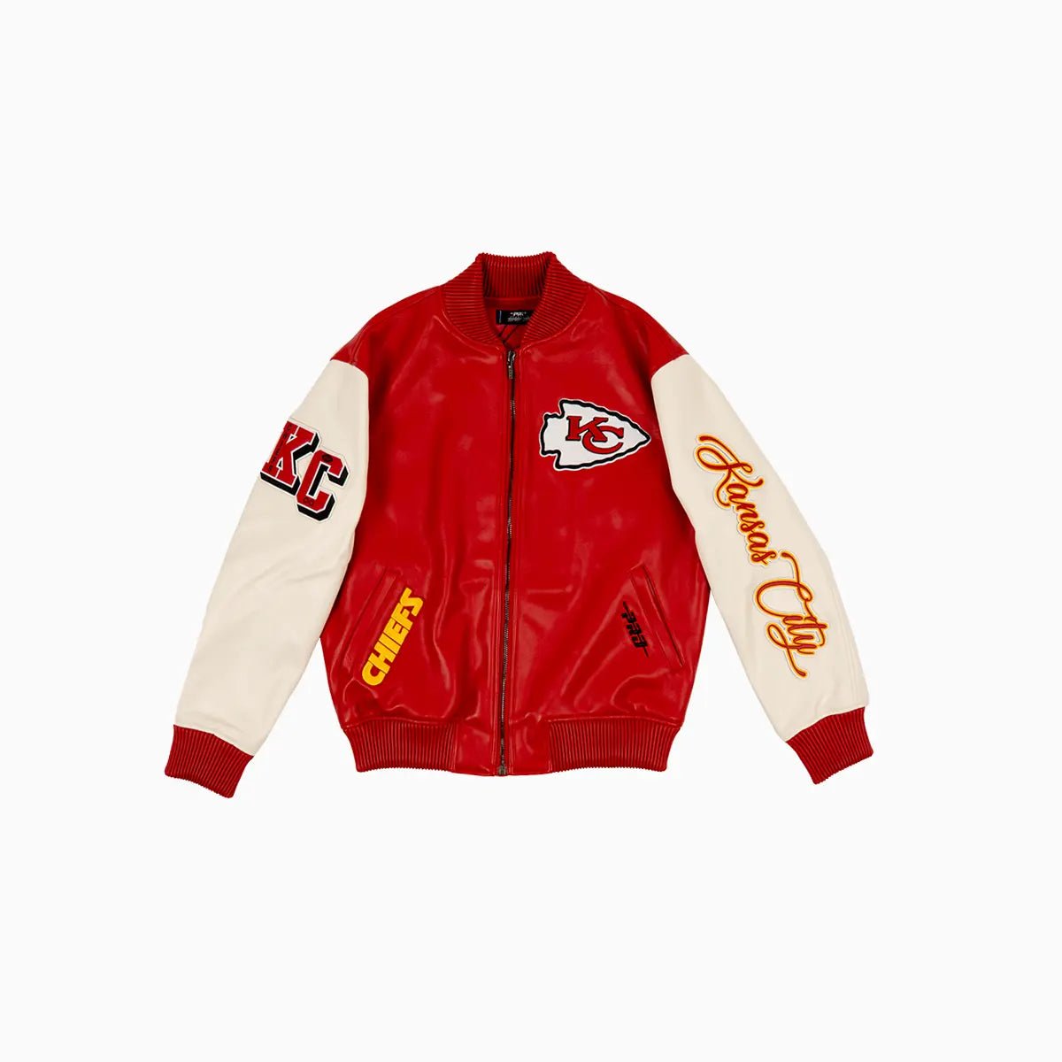 Men's Kansas City Chiefs Leather Varsity Jacket Pro Standard - Tops and Bottoms USA
