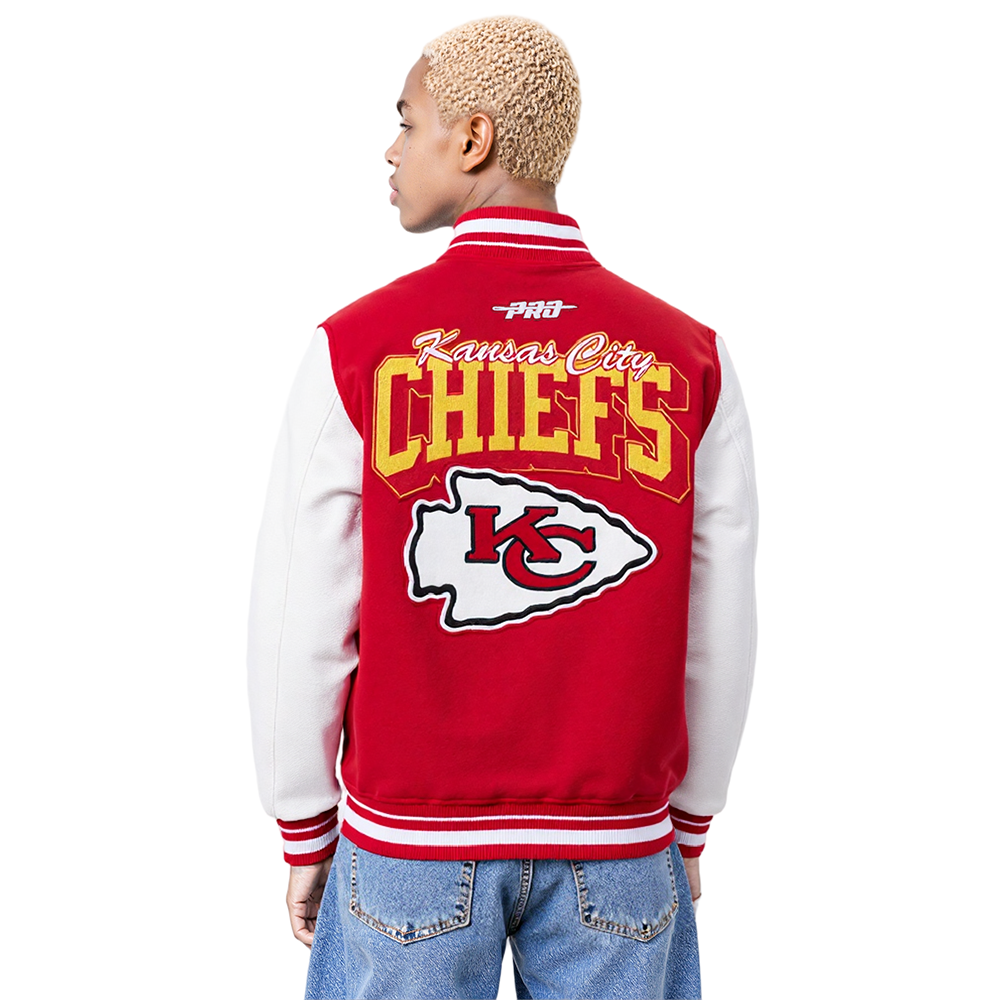 Men's Kansas City Chiefs NFL Team Badge Rib Wool Varsity Jacket