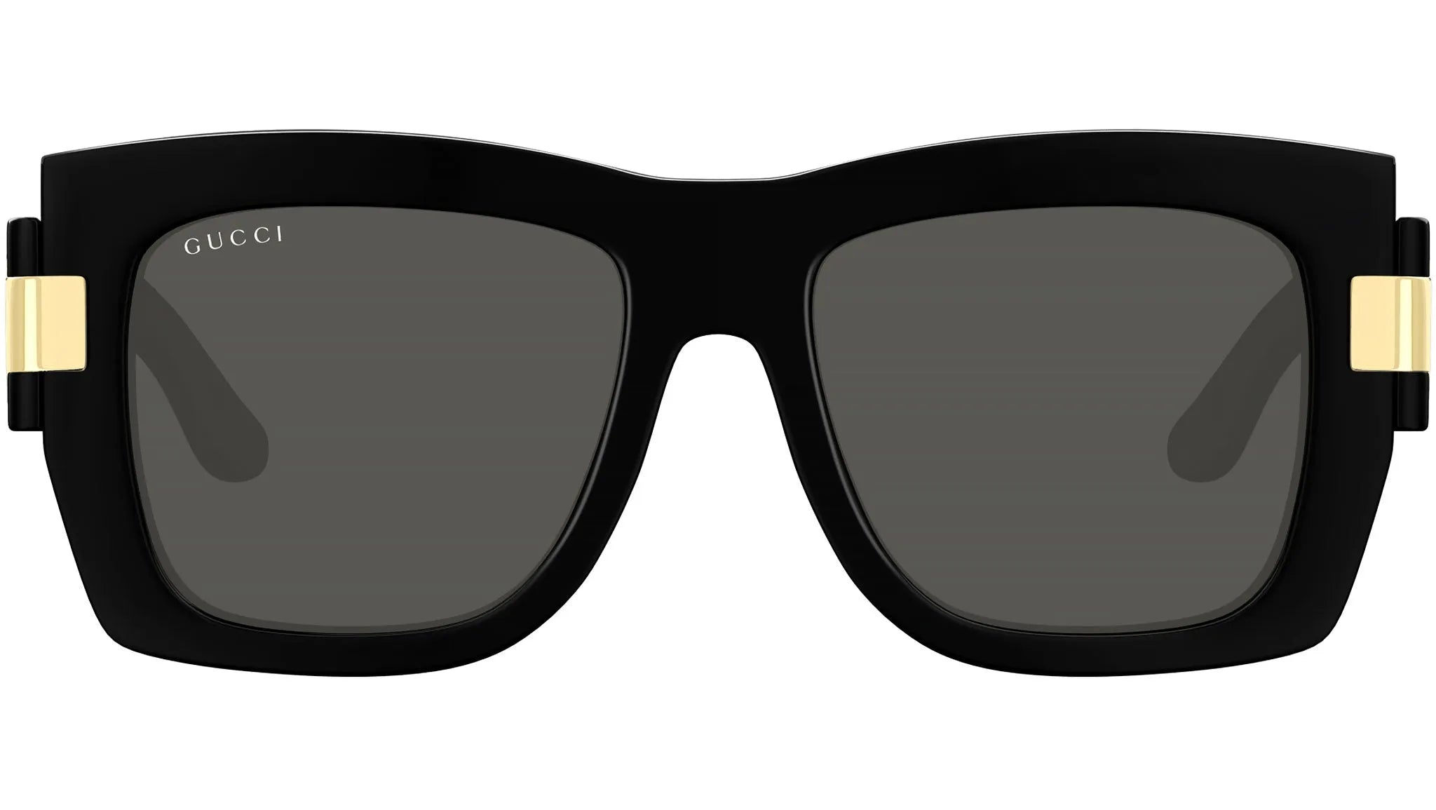 Women's Gucci Shiny Black Rectangular Sunglasses Gucci - Tops and Bottoms USA