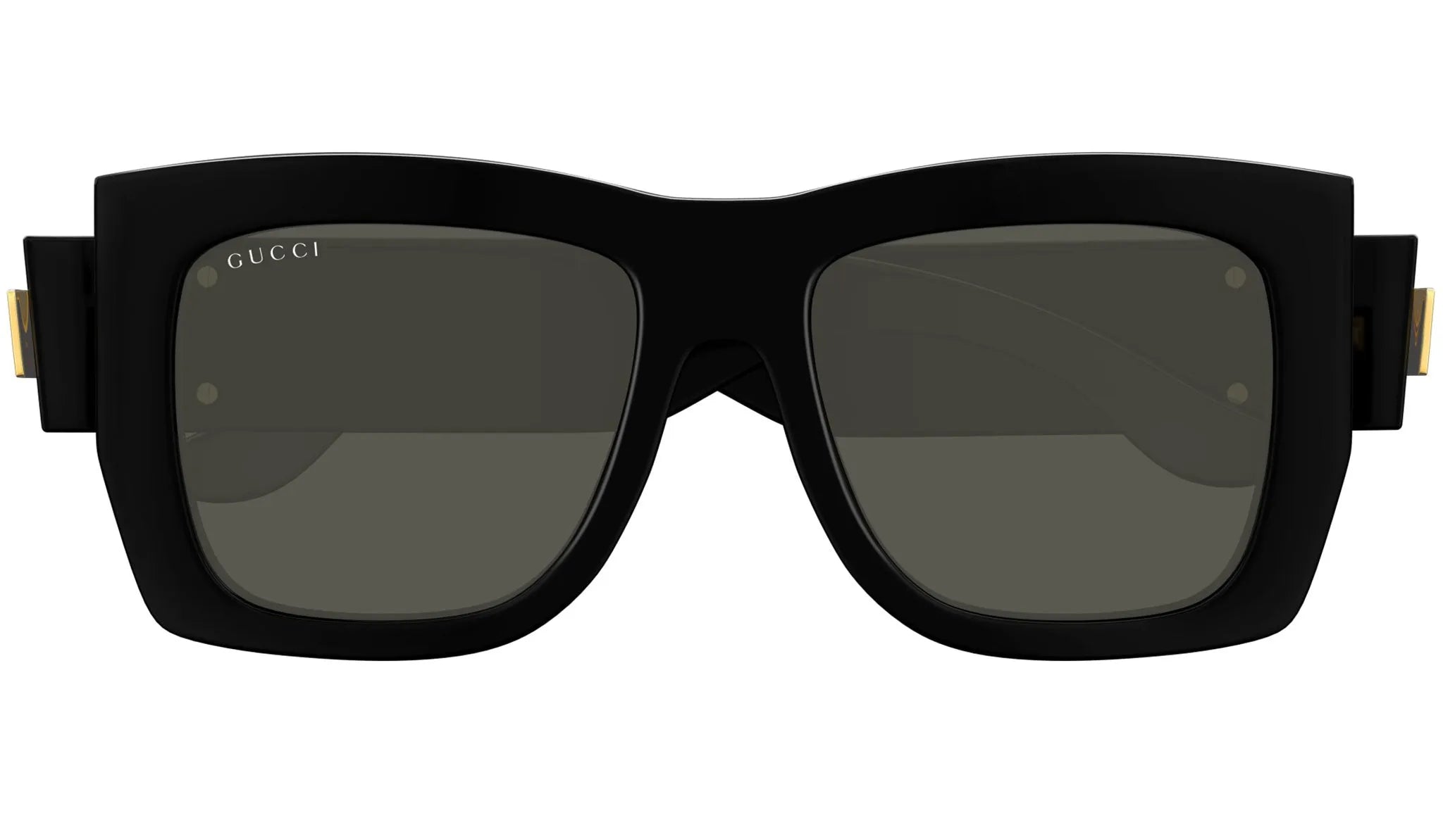 Women's Gucci Shiny Black Rectangular Sunglasses Gucci - Tops and Bottoms USA