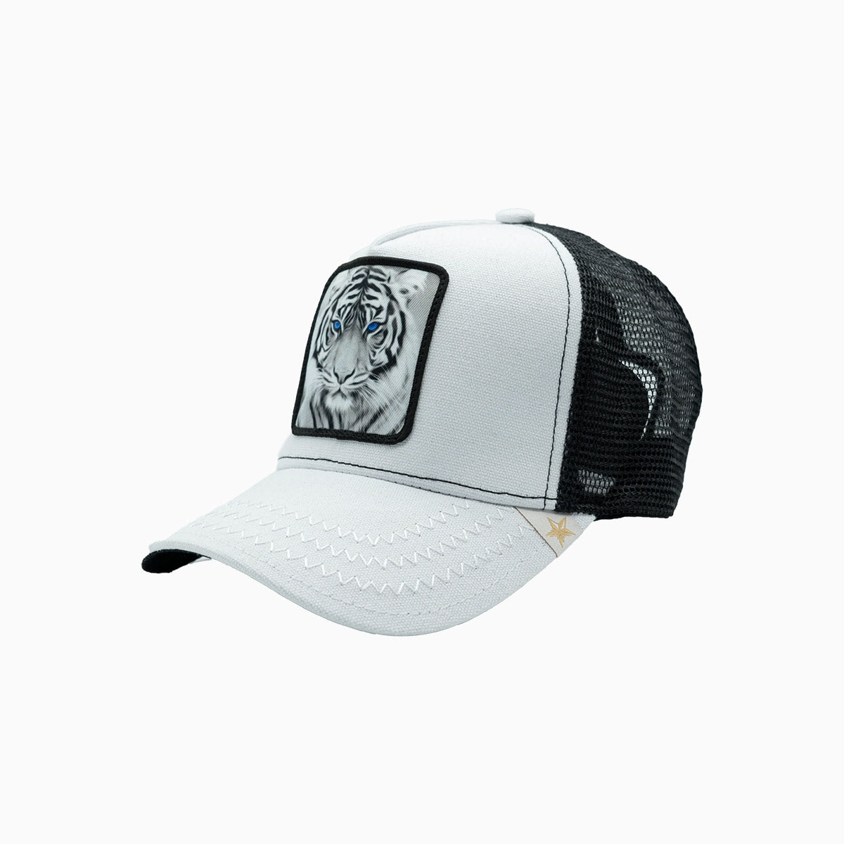 gold-star-hats-the-white-tiger-trucker-hat-gs1006-white
