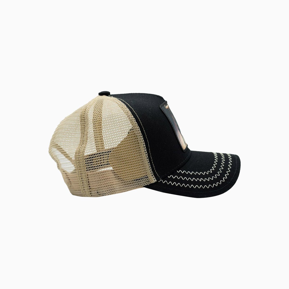 gold-star-hats-the-bull-black-beige-trucker-hat-gs1007-black