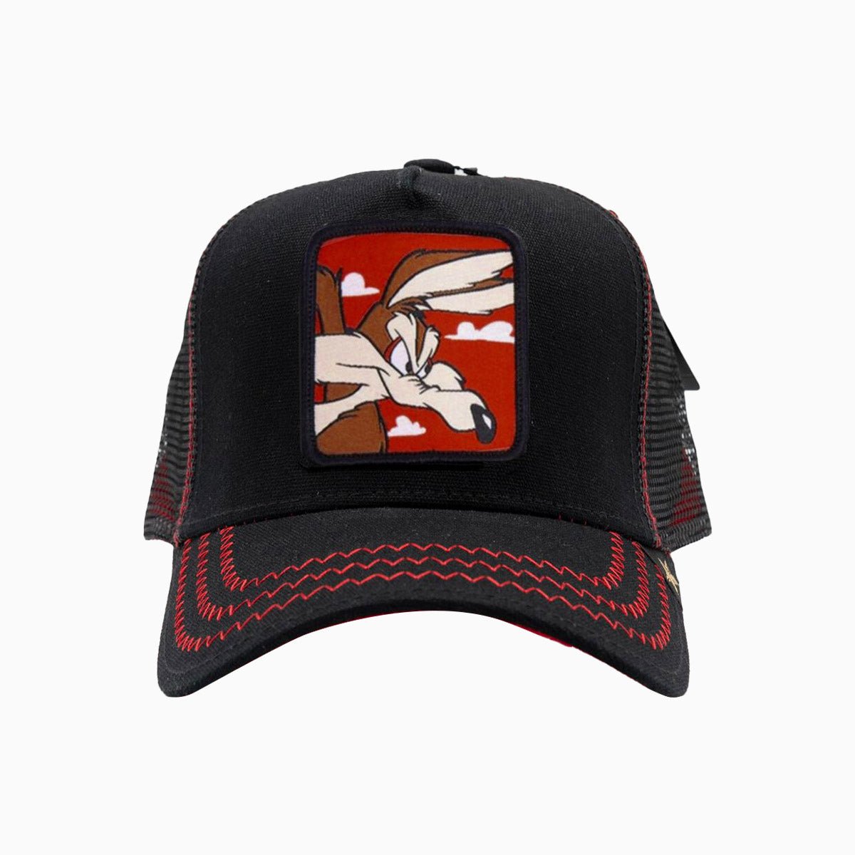gold-star-hats-the-cartoon-black-red-trucker-hat-gs1025-black