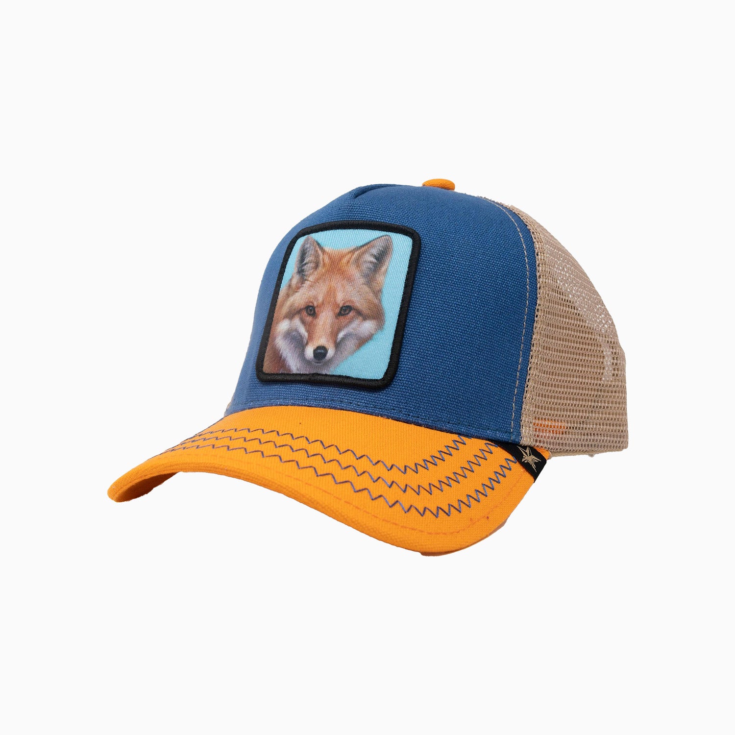 gold-star-hats-the-fox-3-tone-trucker-hat-gs144-blue