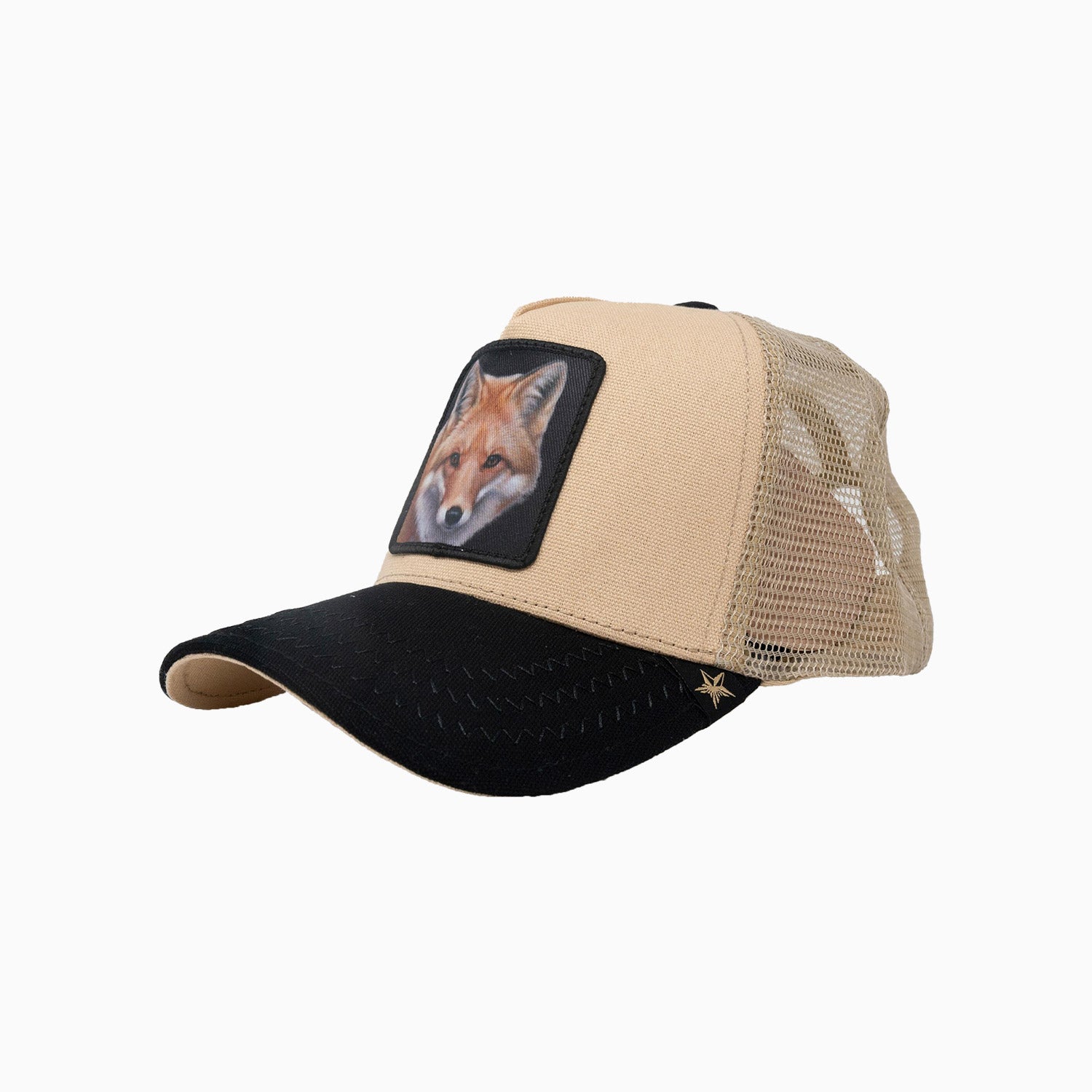 gold-star-hats-the-fox-beige-trucker-hat-gs162-beige