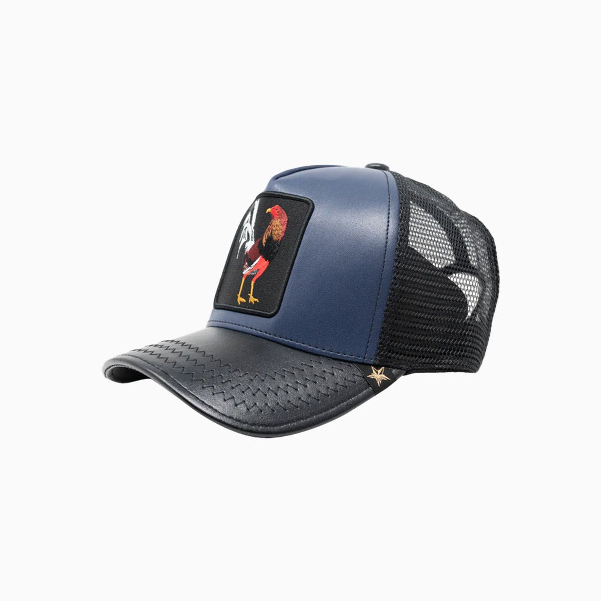 gold-star-hats-the-rooster-leather-trucker-hat-gs176-navy