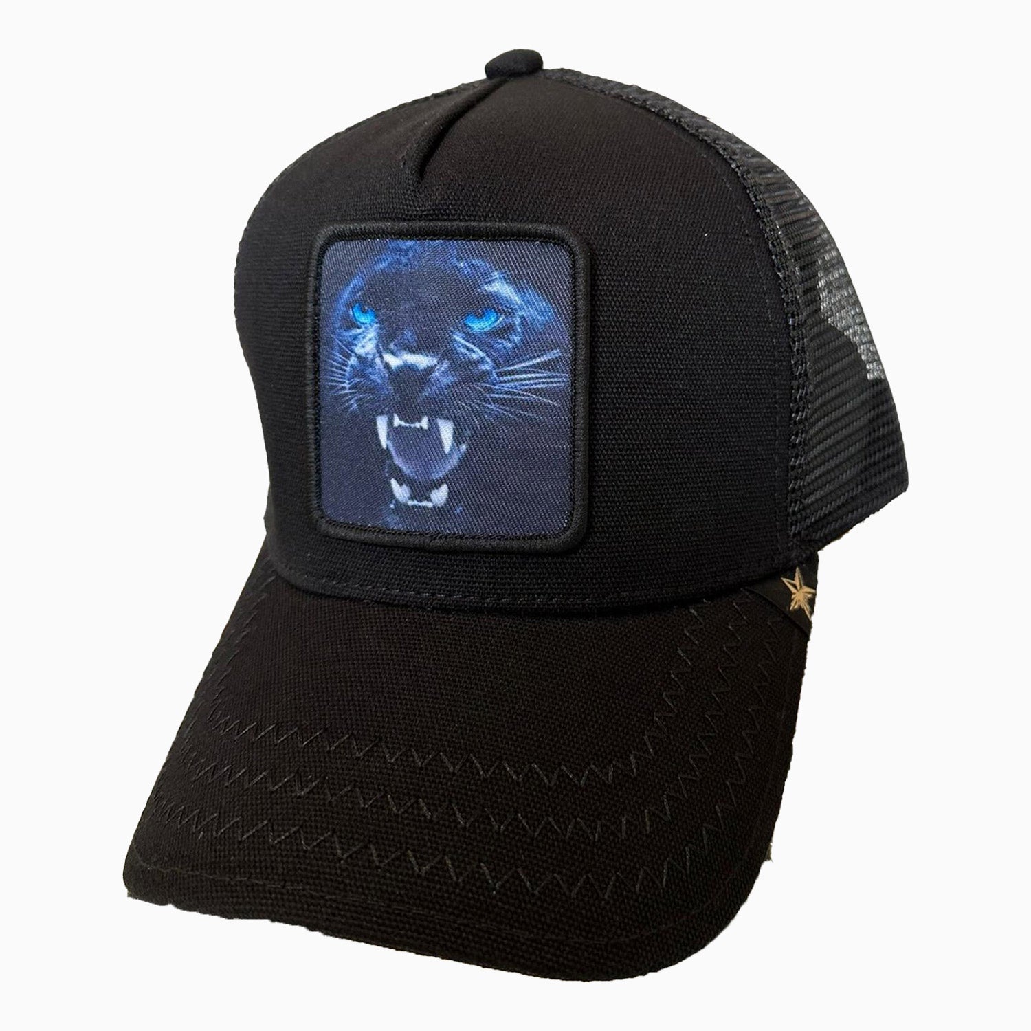 gold-star-hats-the-tiger-black-trucker-hat-gs182-black