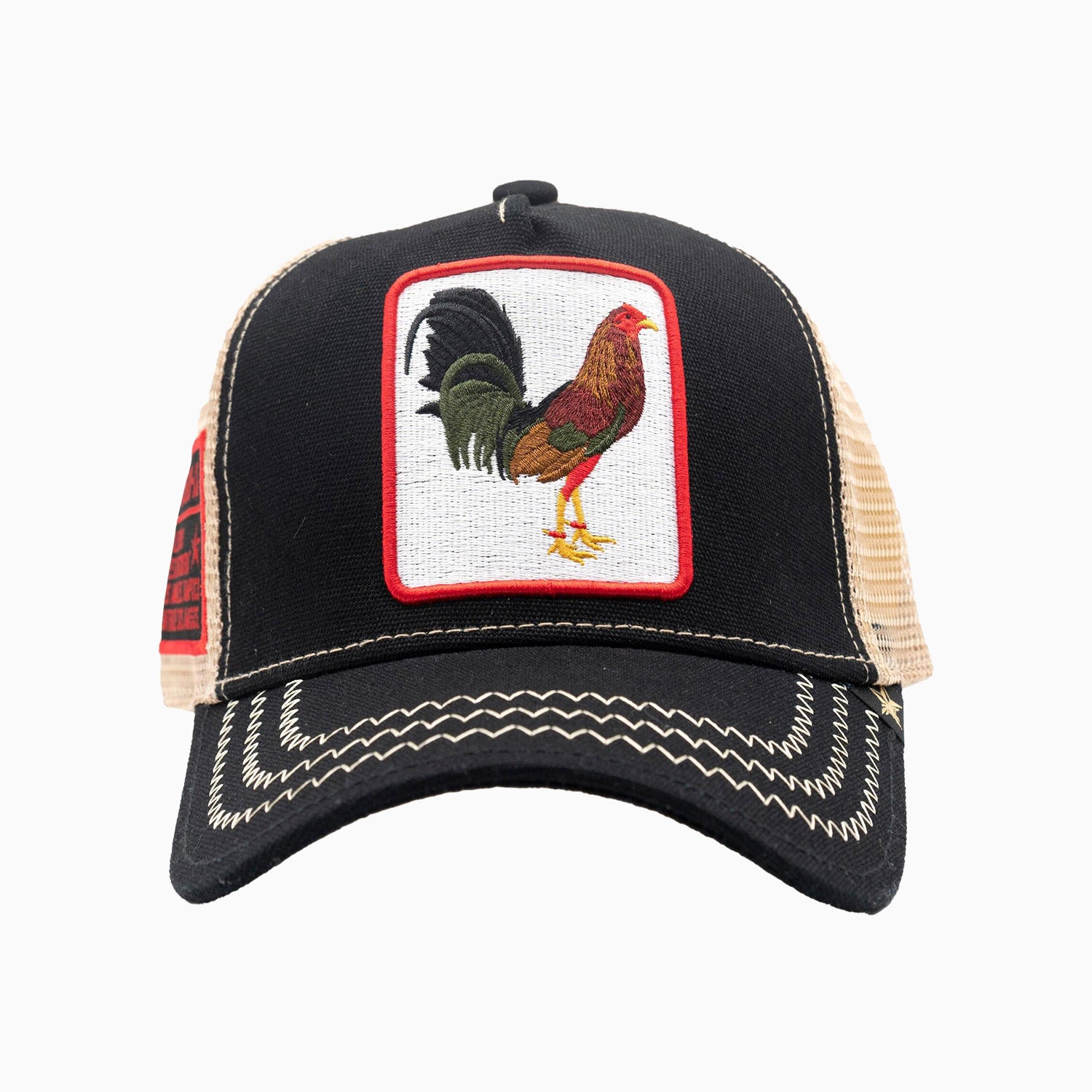 gold-star-hats-the-rooster-black-trucker-hat-gs2022-black