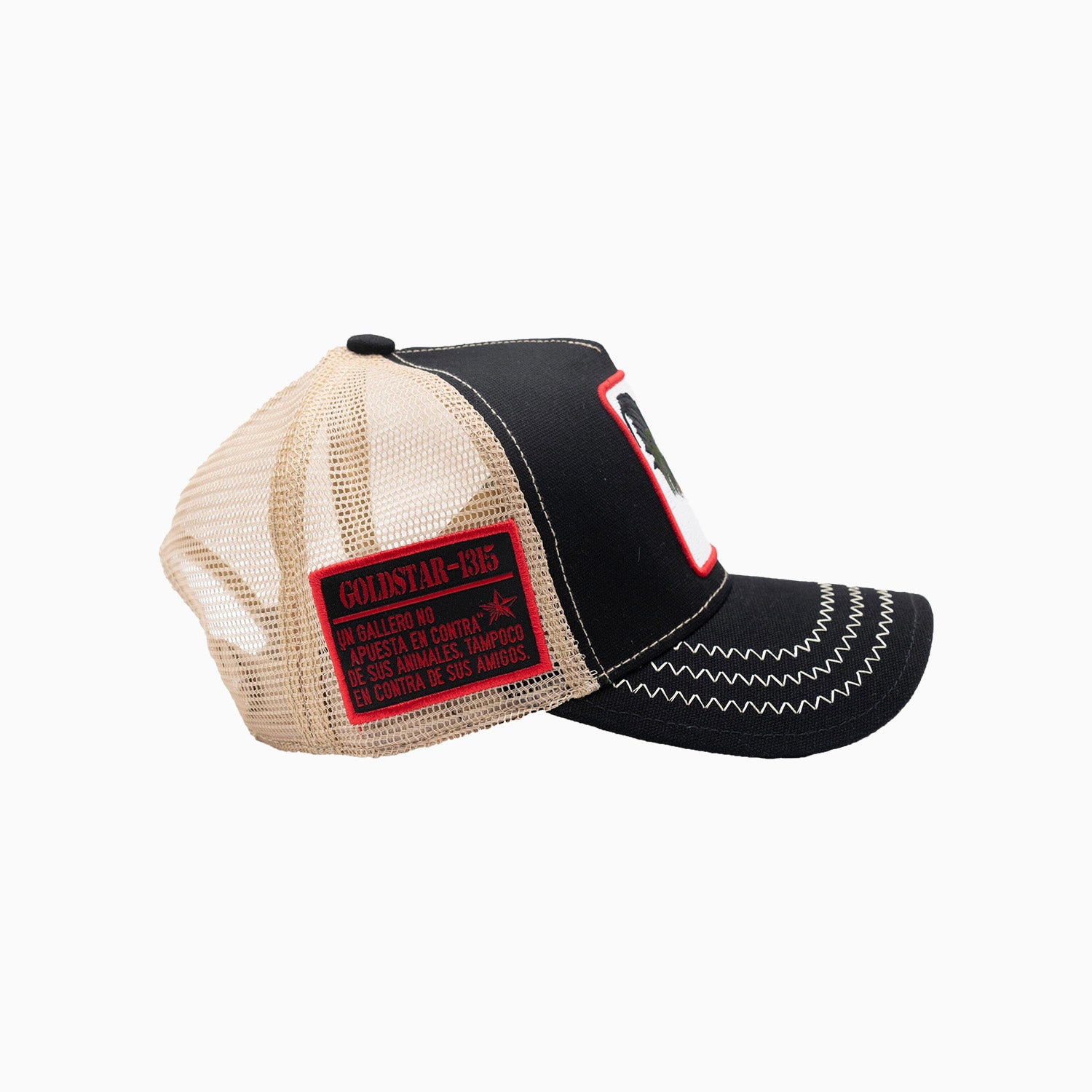 gold-star-hats-the-rooster-black-trucker-hat-gs2022-black