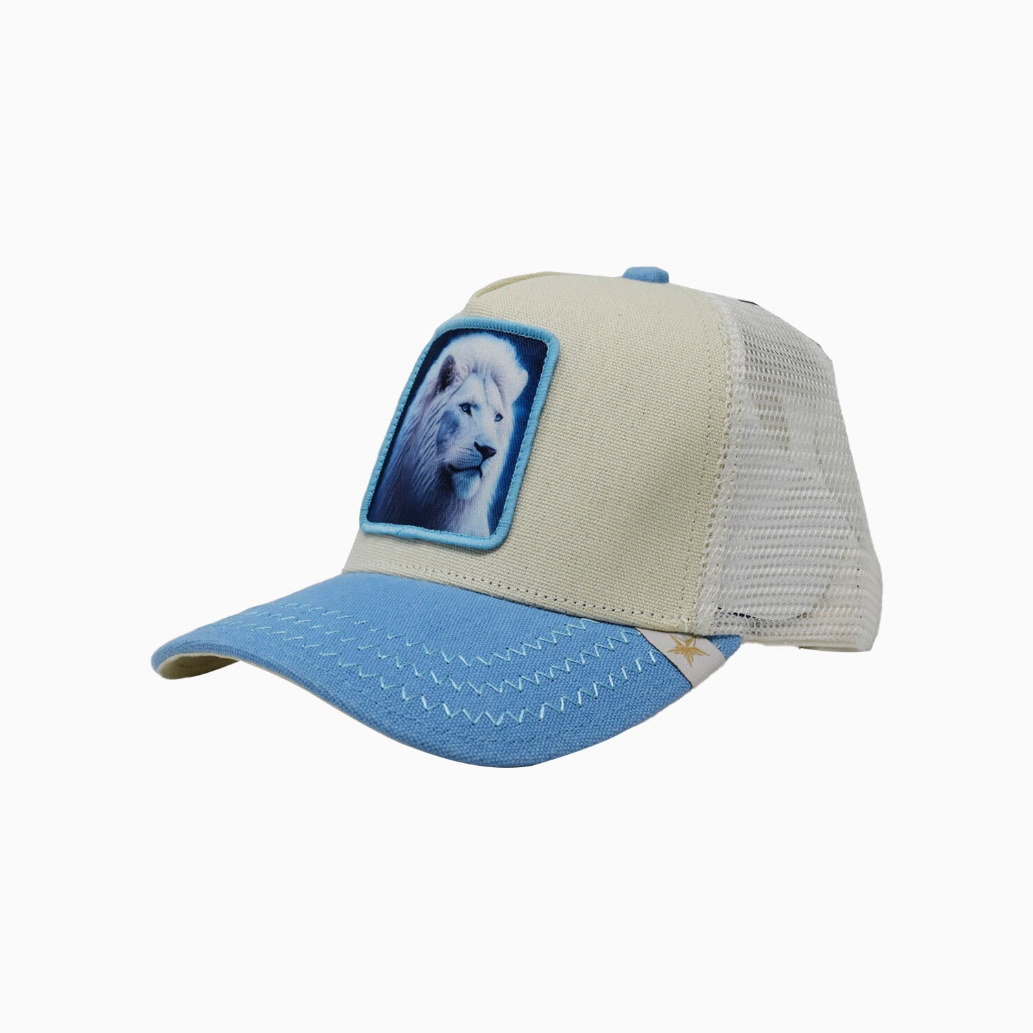 gold-star-hats-mens-lion-trucker-hat-gs195-babyblue