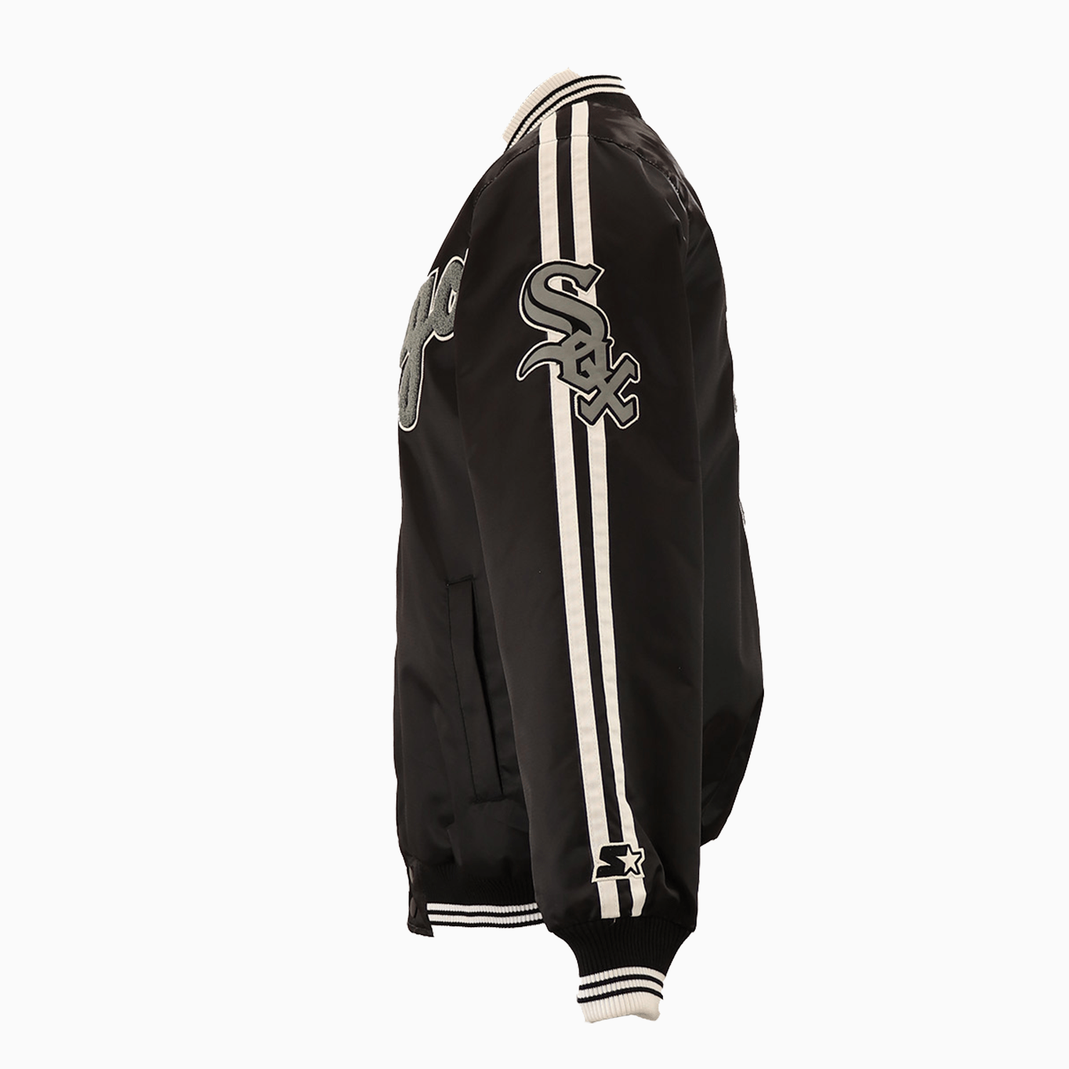 Starter Men's Chicago White Sox MLB Two Tone Jacket - Color: Black Dark Grey - Tops and Bottoms USA -