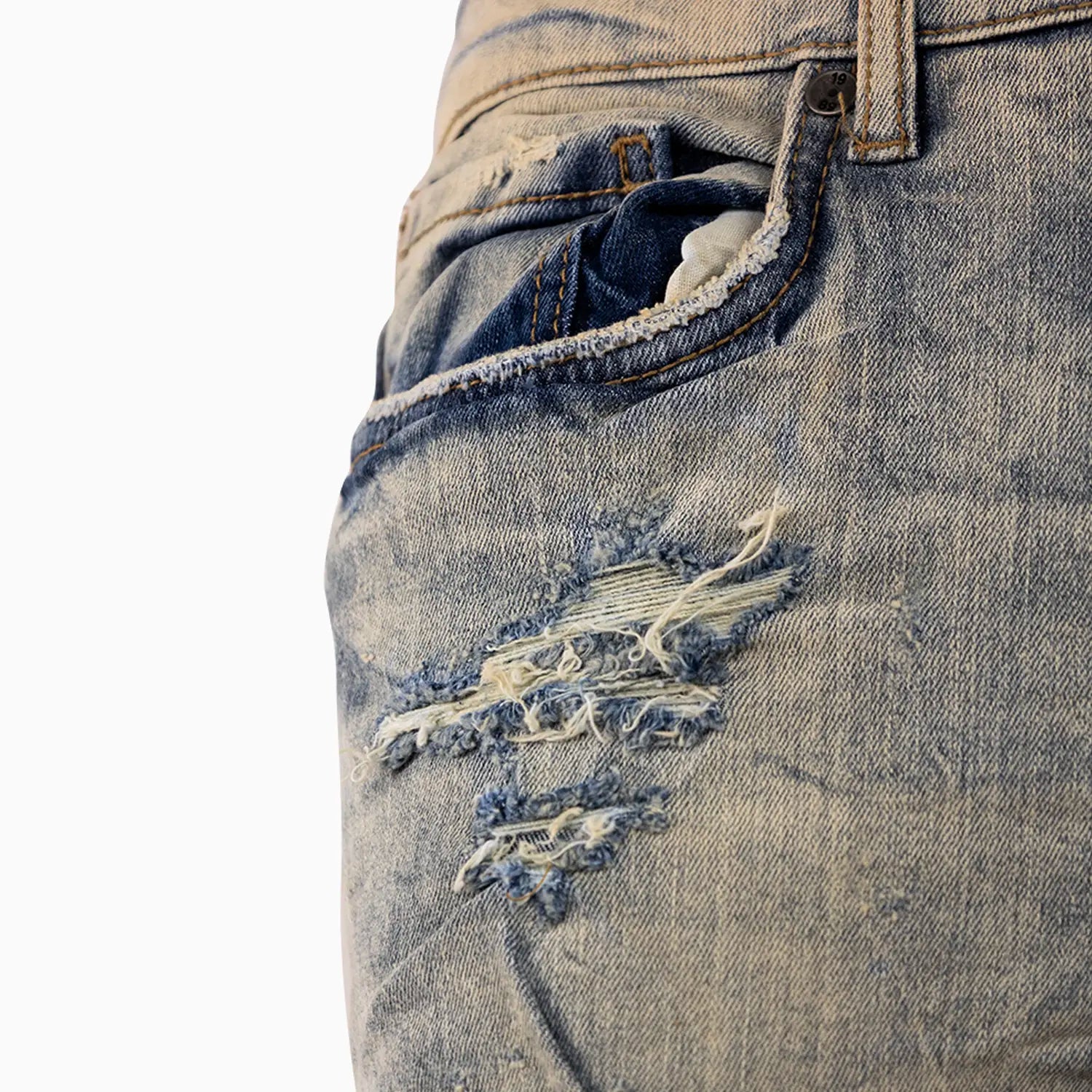 Men's Ross Fit With Shreds Denim Pant Jordan Craig - Tops and Bottoms USA