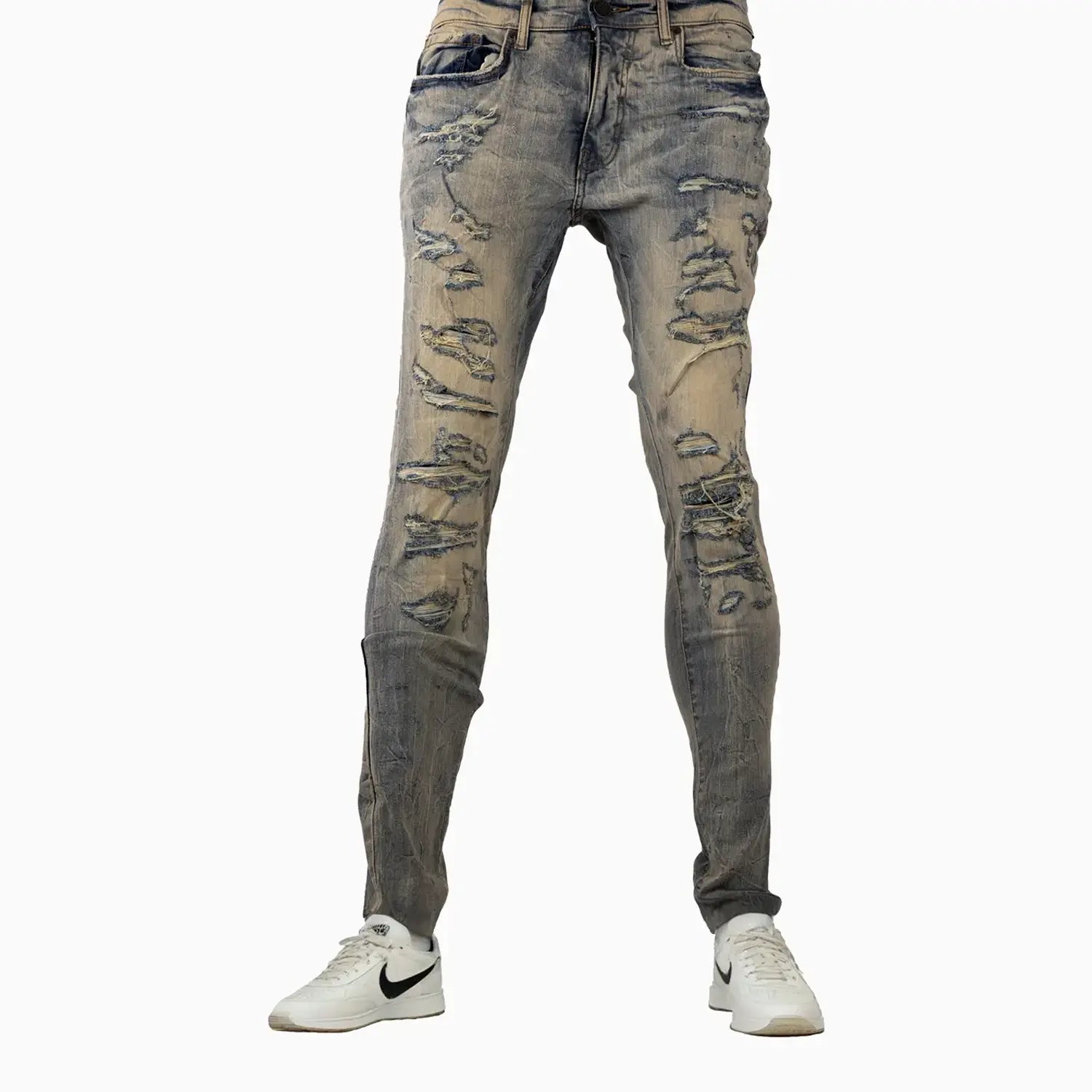 Men's Ross Fit With Shreds Denim Pant Jordan Craig - Tops and Bottoms USA