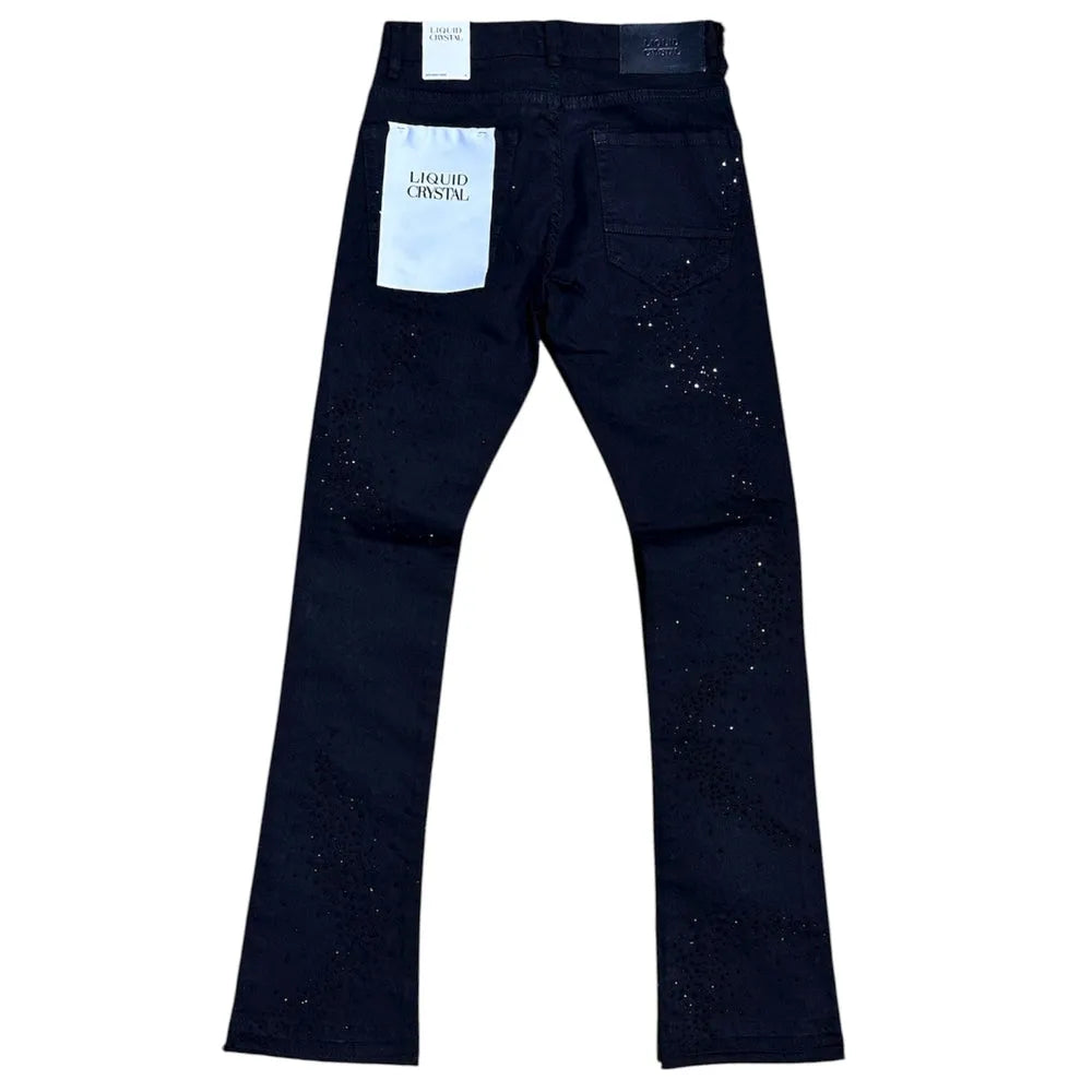 Men's Small and Big Liquid Crystals Stacked Denim Pant