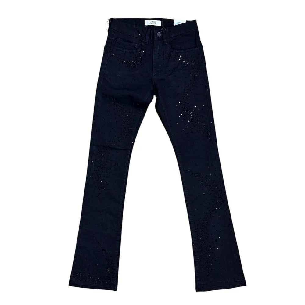 Men's Small and Big Liquid Crystals Stacked Denim Pant