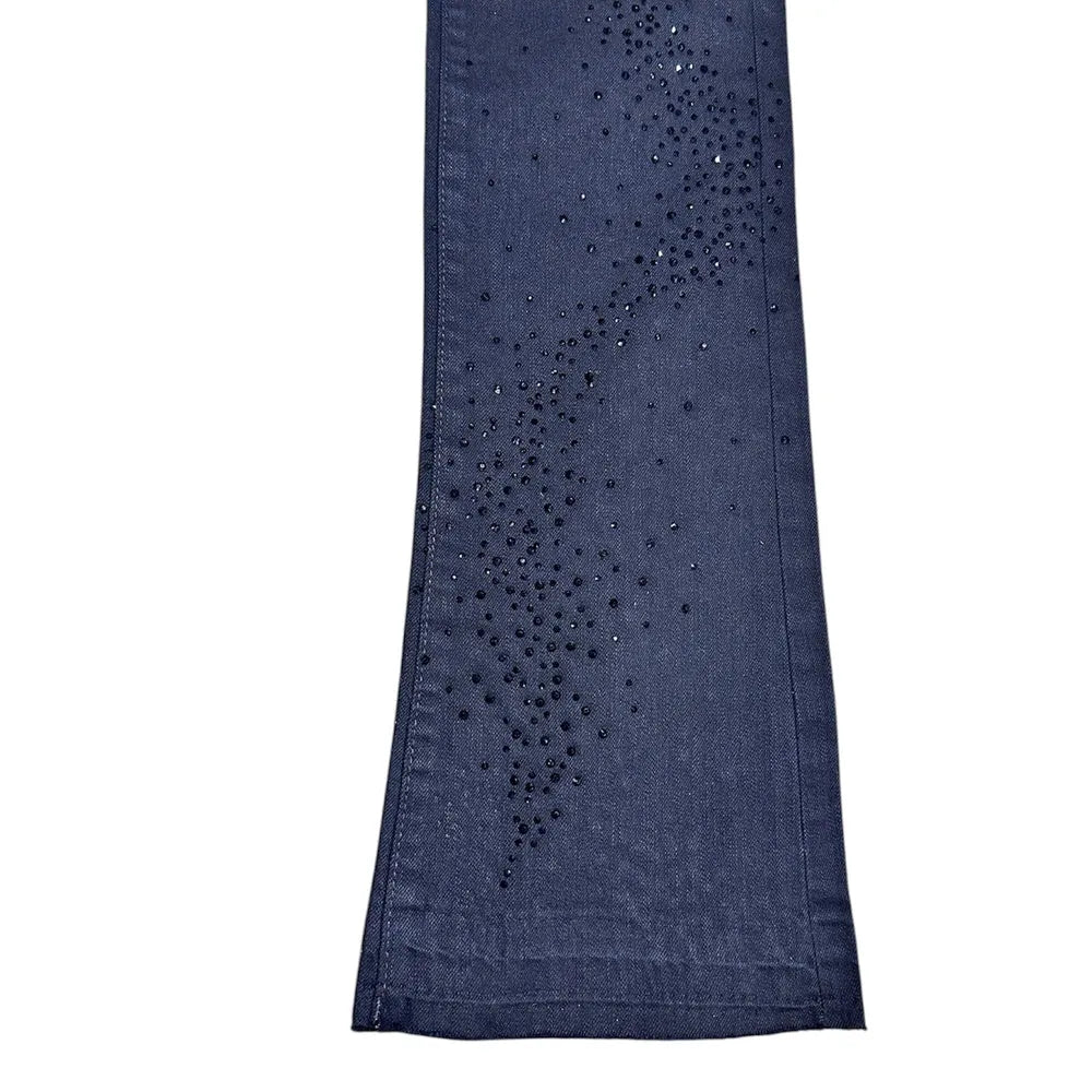 Men's Small and Big Liquid Crystals Stacked Denim Pant