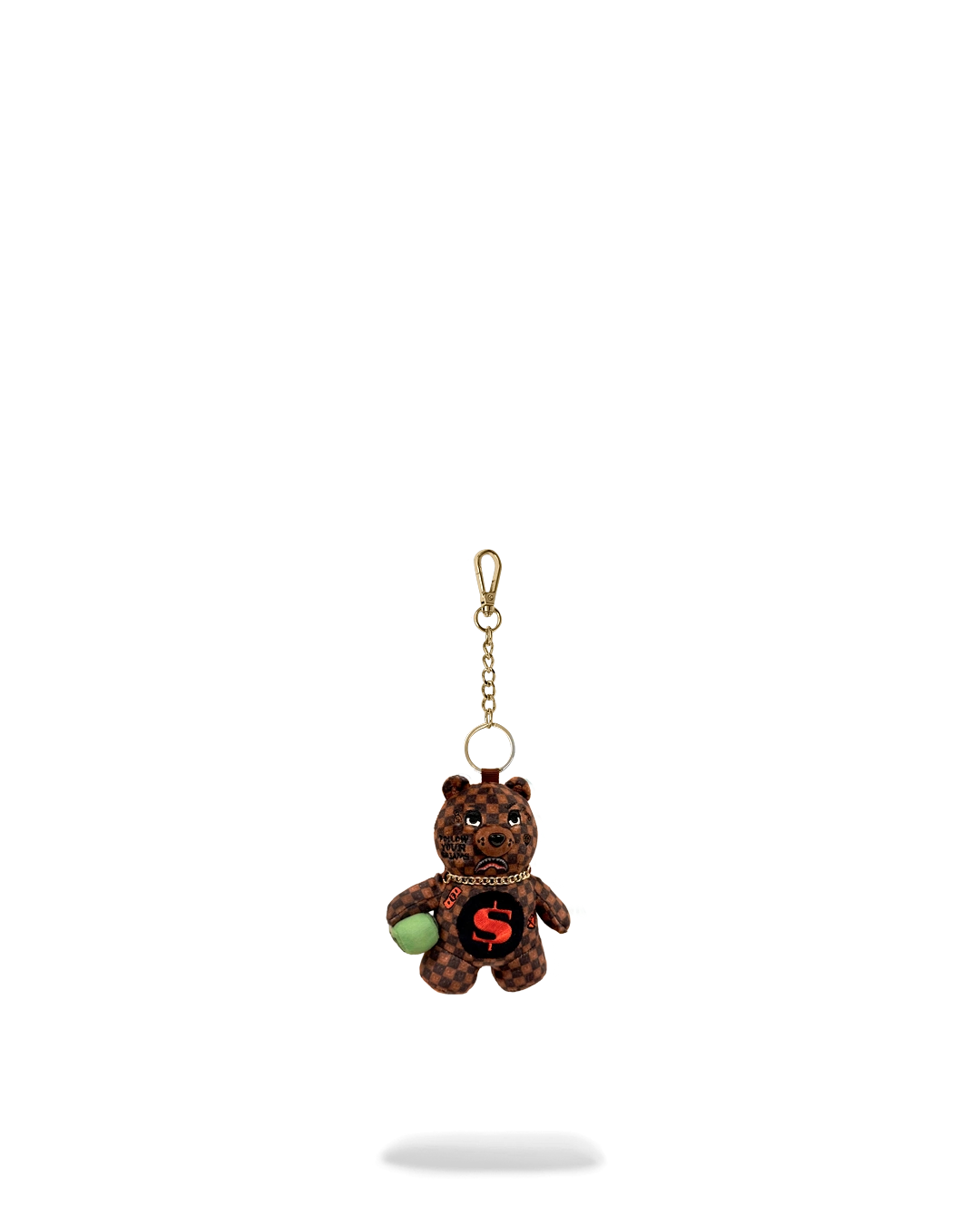 Sip WTF Bubbly Brown Check Bear Keychain