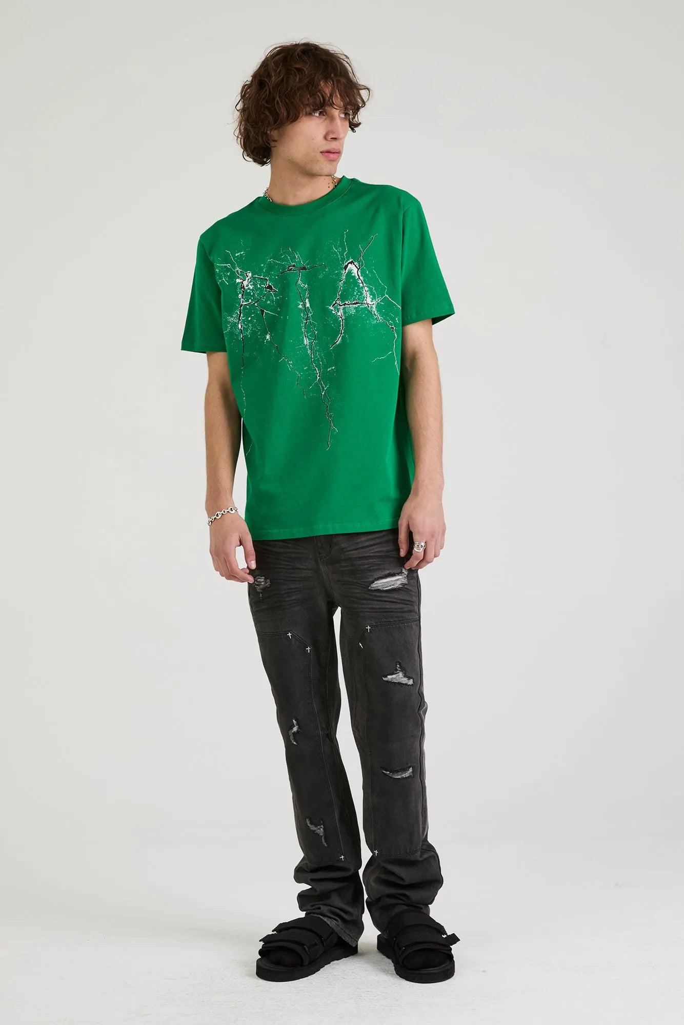 Men's Liam Green Cracked Logo T-Shirt RTA - Tops and Bottoms USA