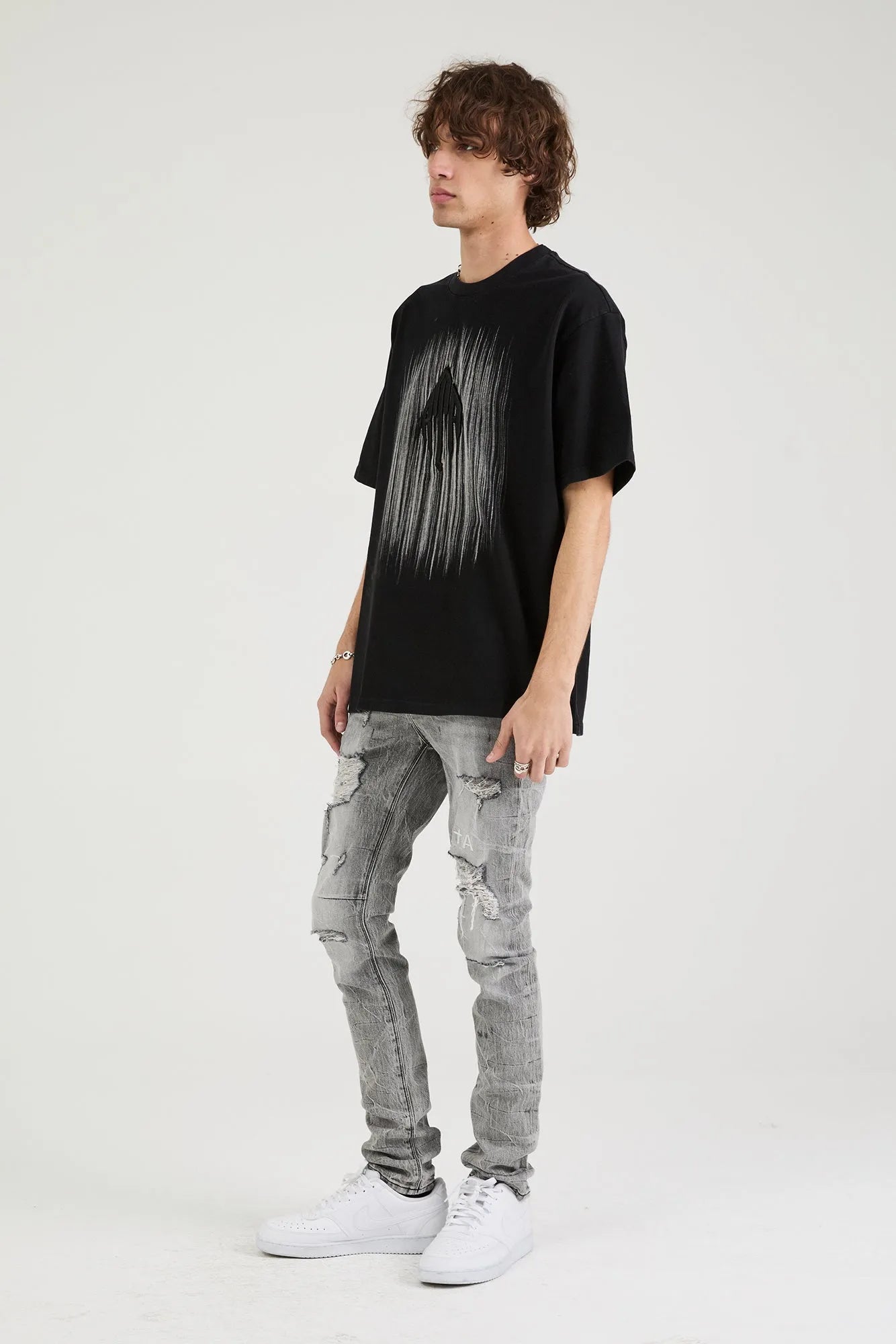 Men's Colin Etched Monogram Crew T-Shirt RTA - Tops and Bottoms USA