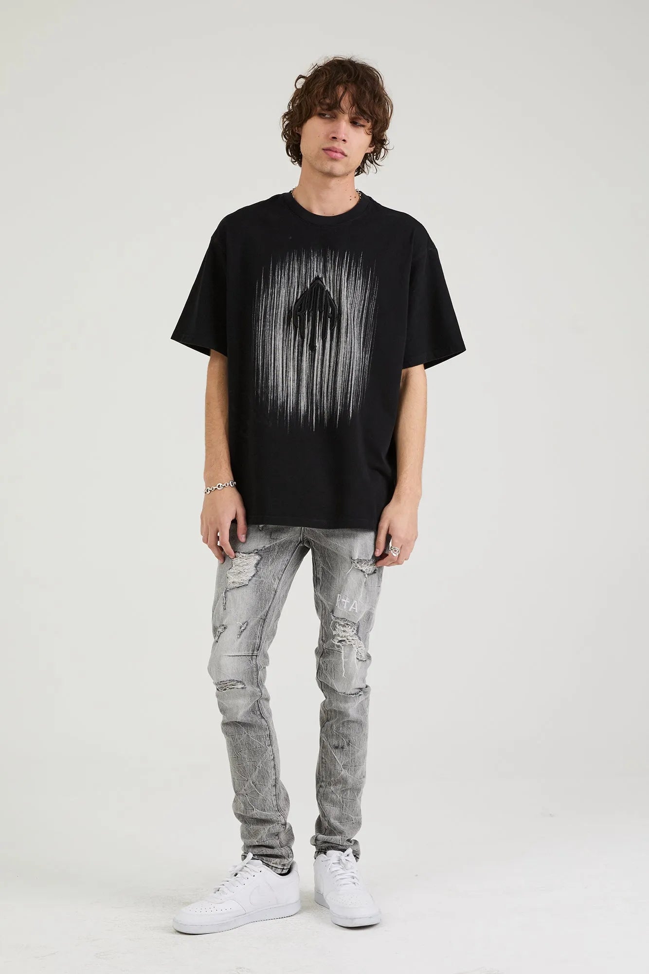 Men's Colin Etched Monogram Crew T-Shirt RTA - Tops and Bottoms USA