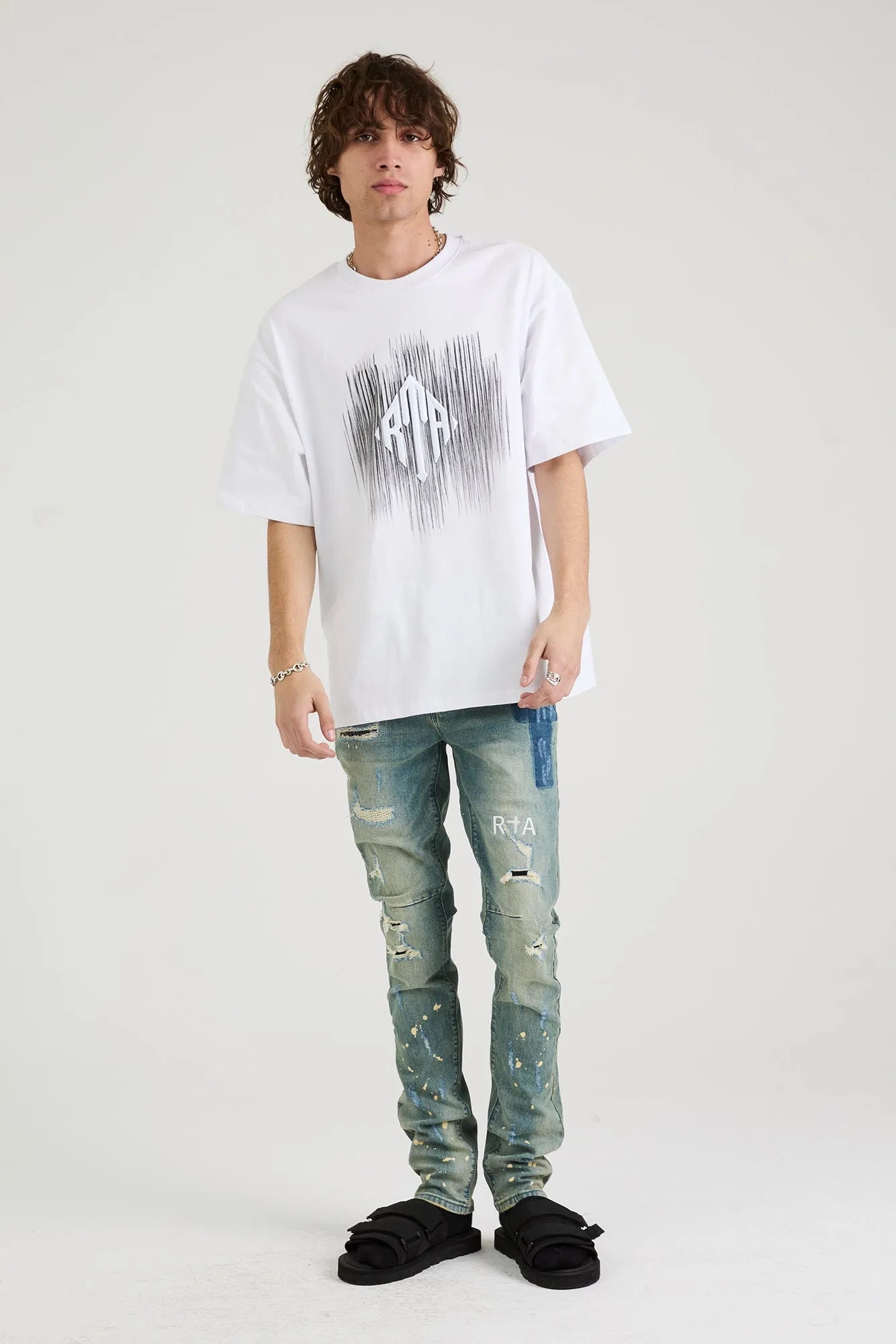 Men's Colin Etched Monogram Crew T-Shirt RTA - Tops and Bottoms USA