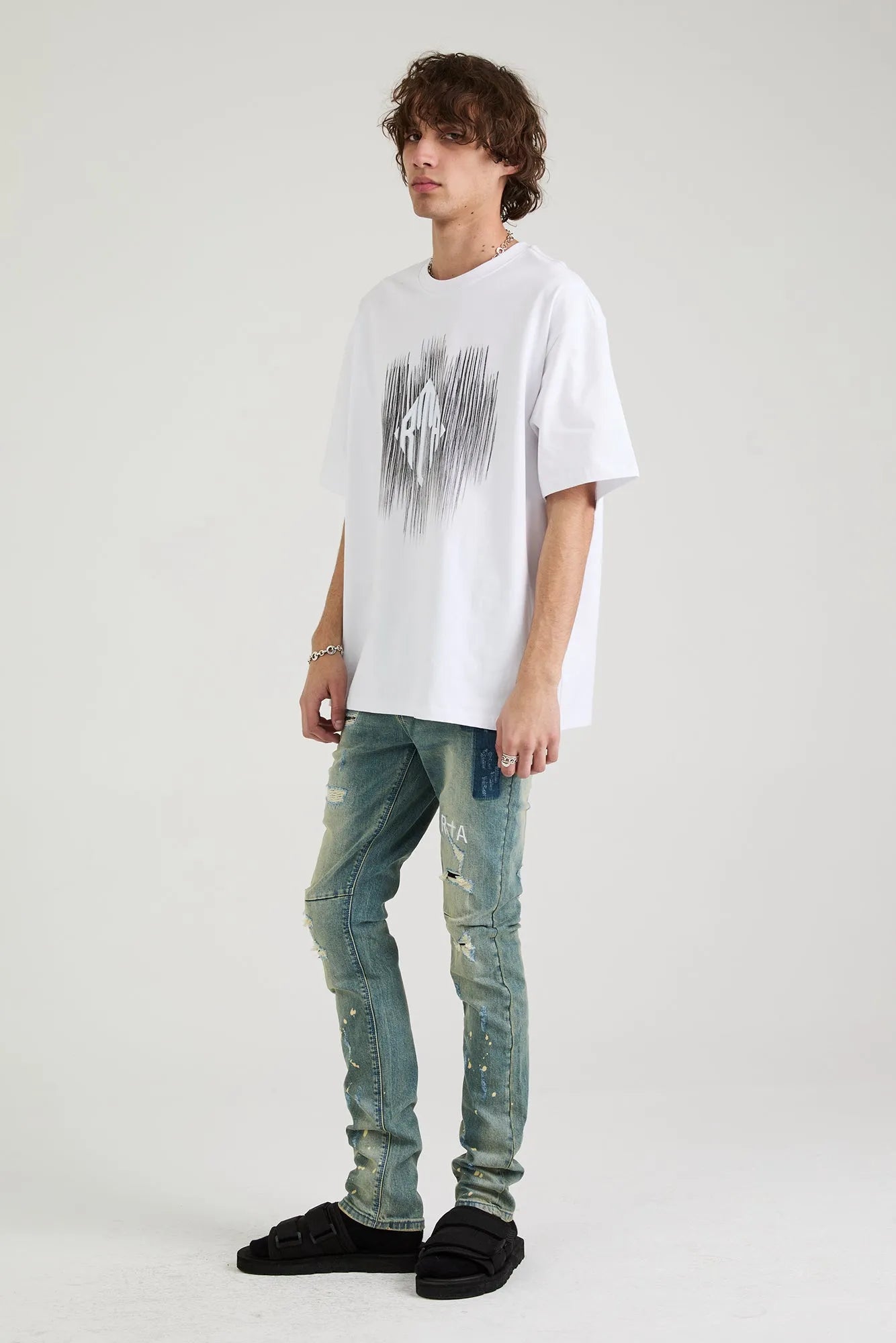 Men's Colin Etched Monogram Crew T-Shirt RTA - Tops and Bottoms USA