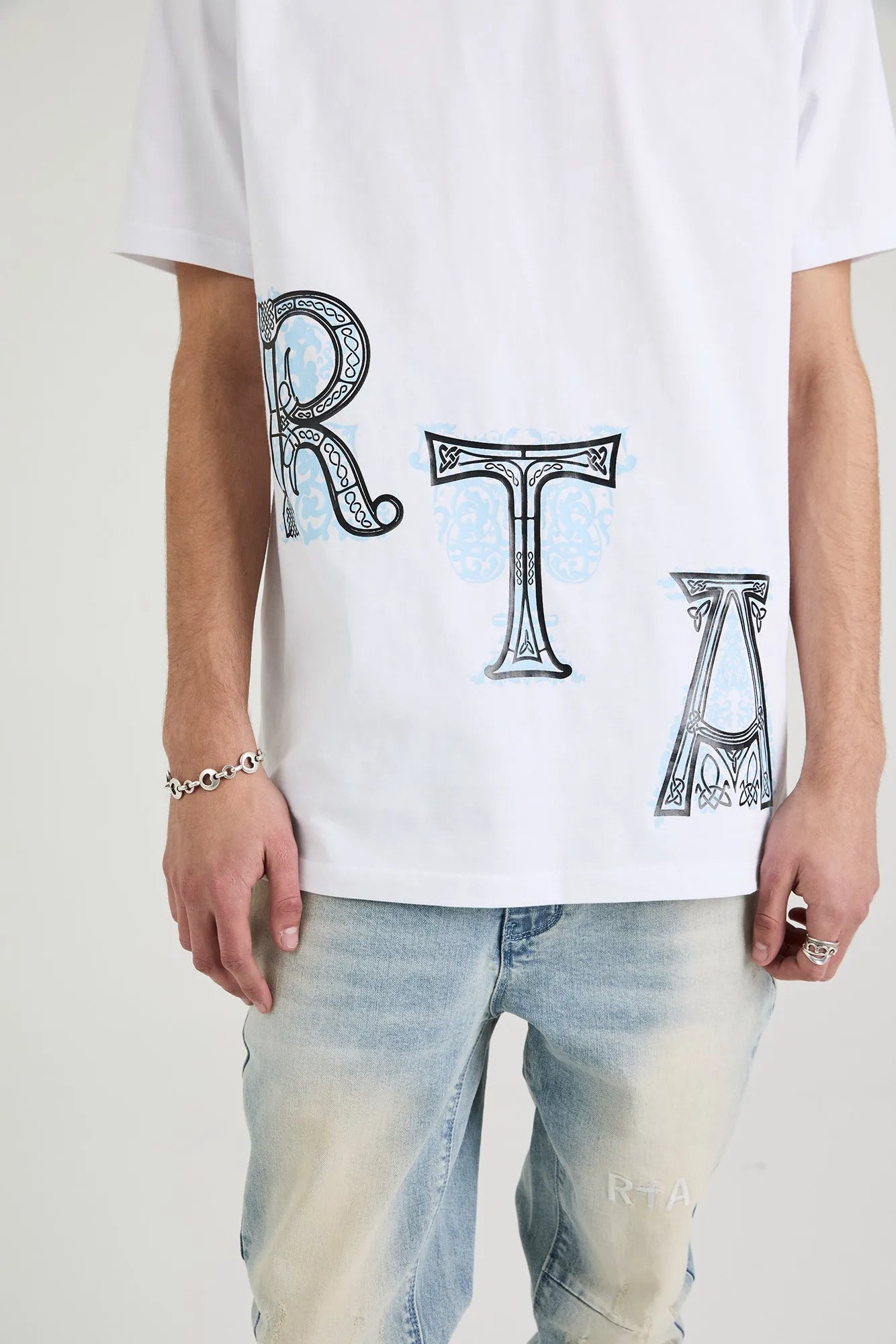 Men's Liam Illuminated Diagonal Logo Crew T-Shirt RTA - Tops and Bottoms USA