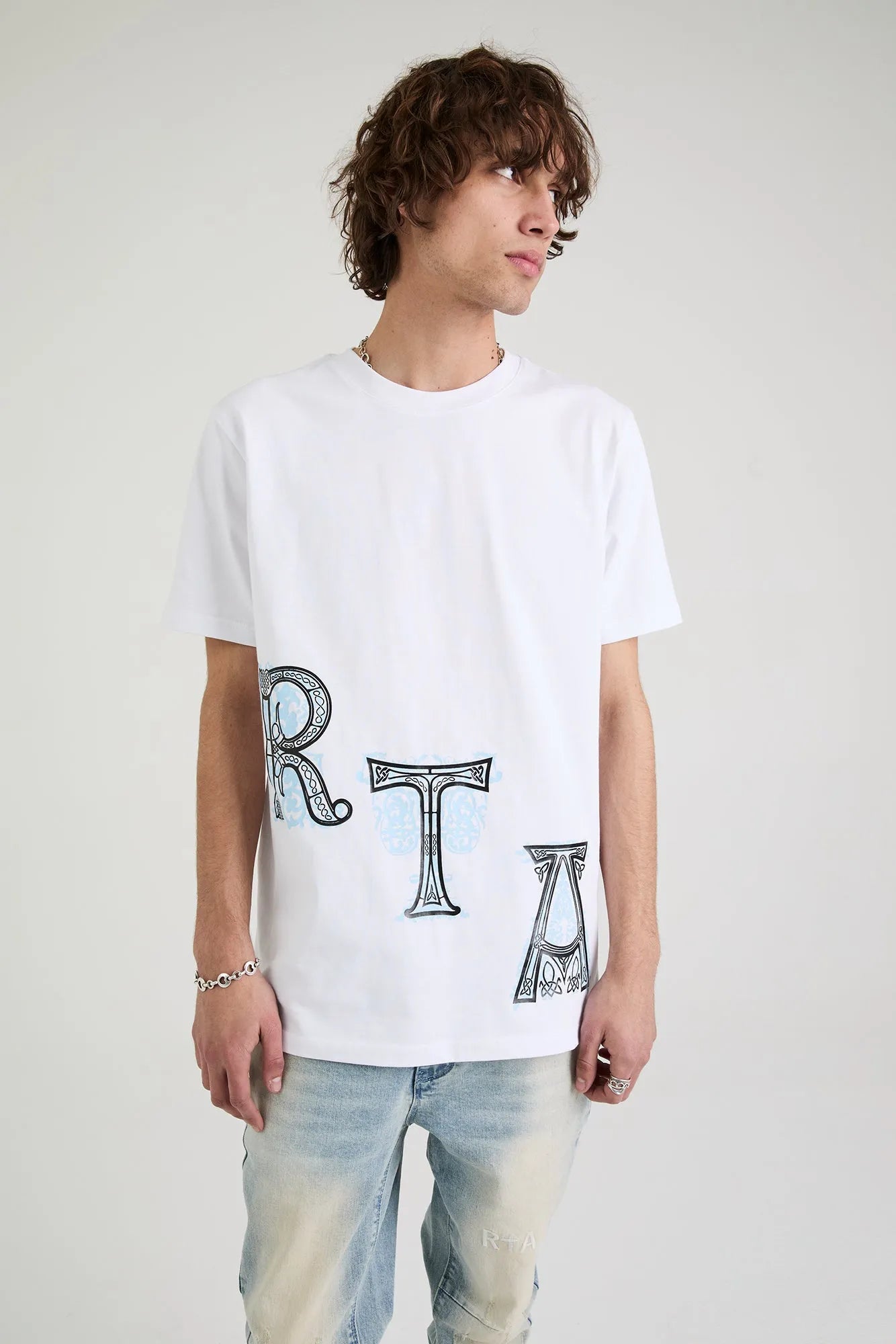 Men's Liam Illuminated Diagonal Logo Crew T-Shirt RTA - Tops and Bottoms USA