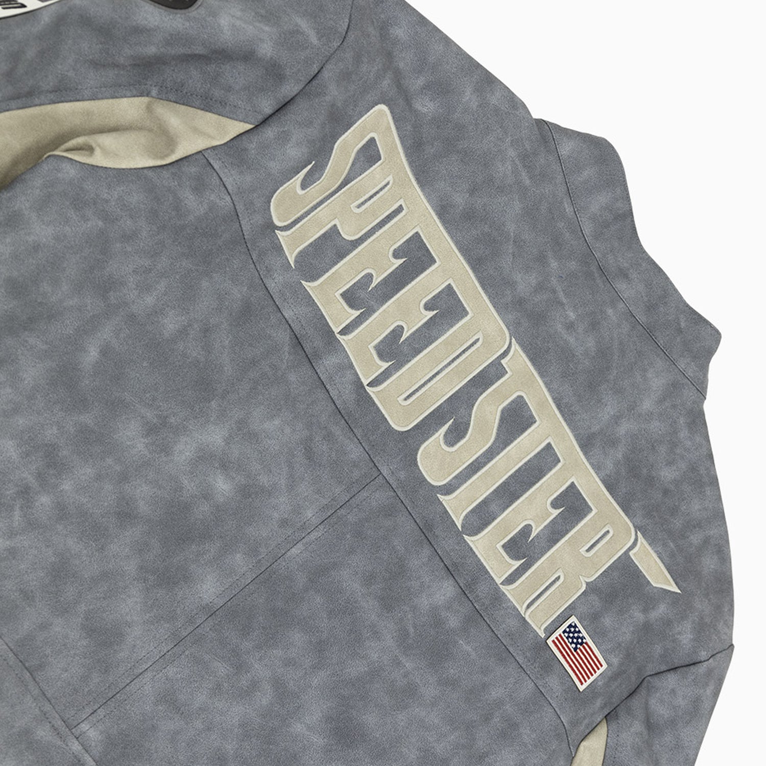 Majestic Men's PU Faux Leather Racing Jacket-jj2421-grey
