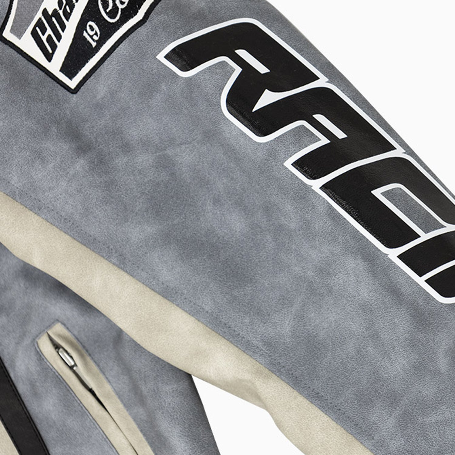 Majestic Men's PU Faux Leather Racing Jacket-jj2421-grey