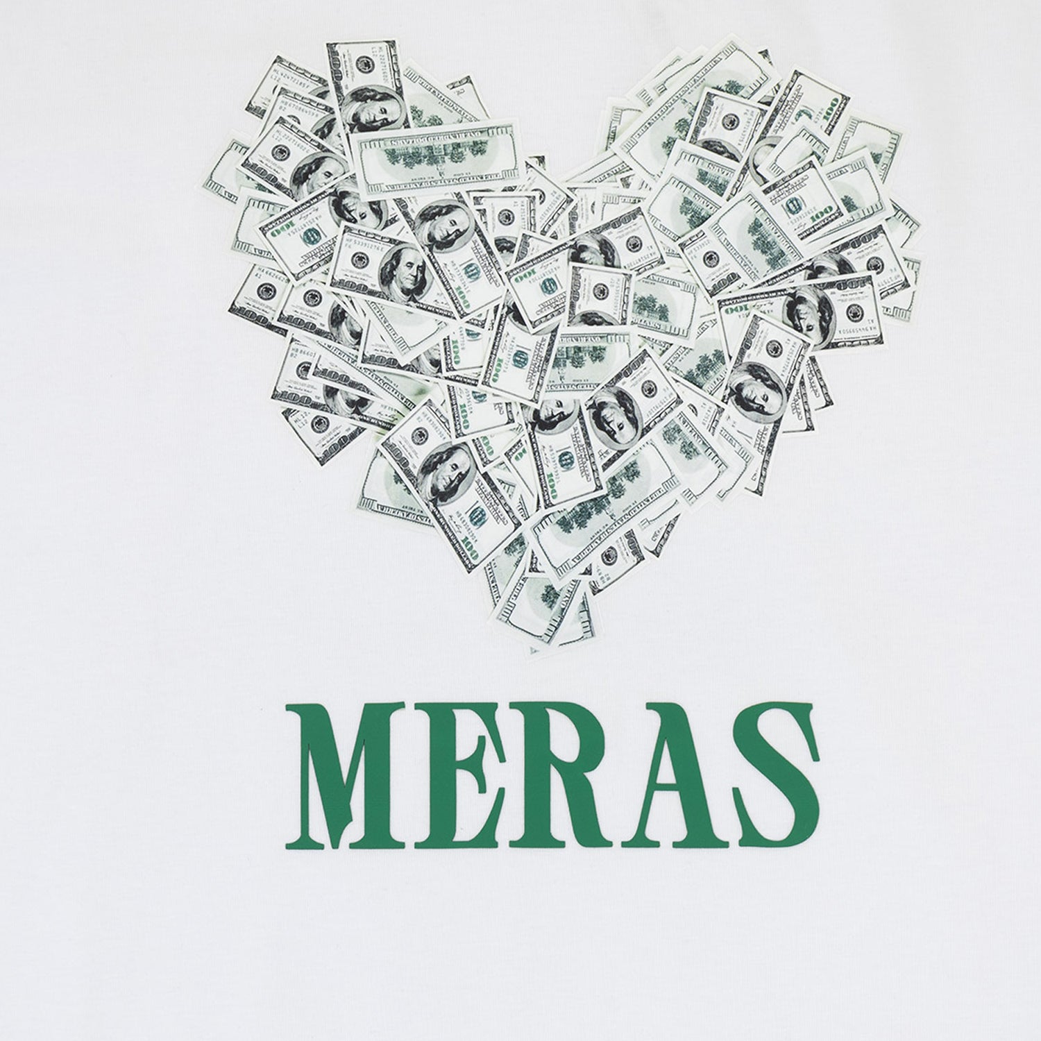 Meras Men's Money Heart Graphic Short Sleeve T Shirt-money-1001