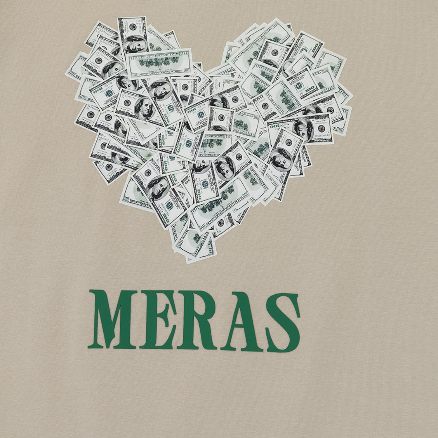 Meras Men's Money Heart Graphic Short Sleeve T Shirt-money-e2089