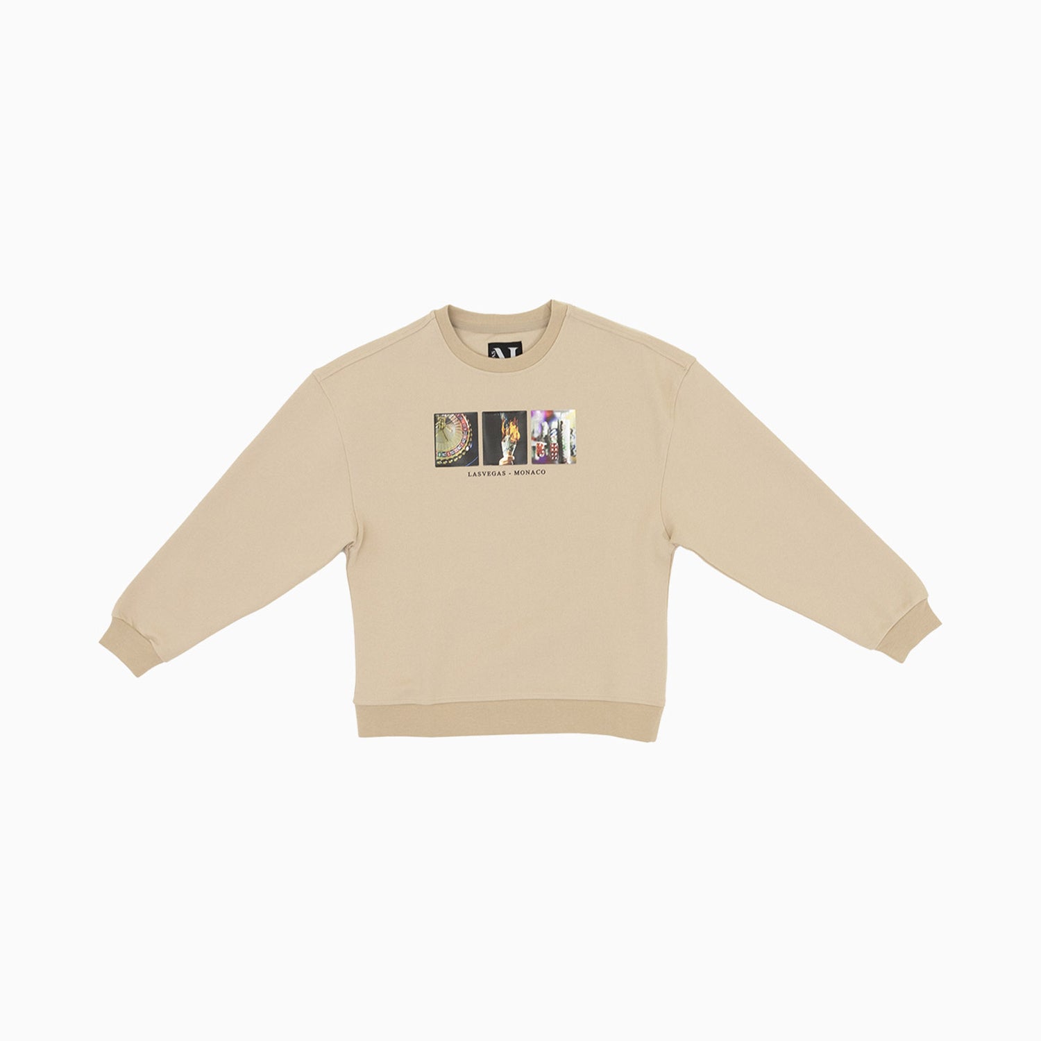 Meras Women's Las Vegas Monaco Crew Neck Sweatshirt-mcw2309-tan