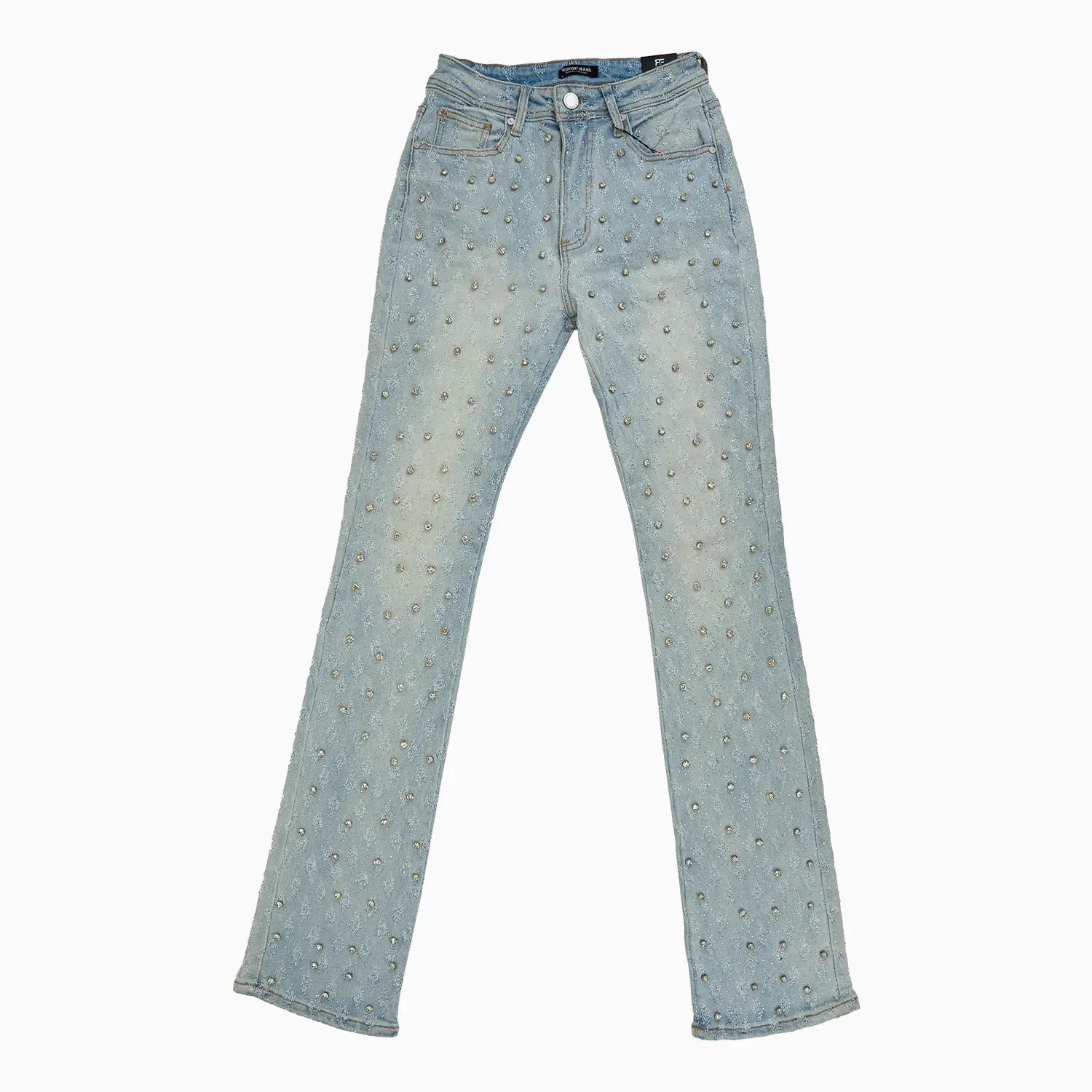 Women's Stacked King Rhinestone Denim Pant Red Fox - Tops and Bottoms USA
