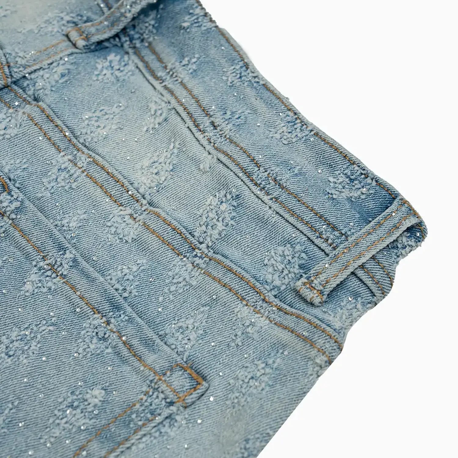 Women's Stacked King Rhinestone Denim Pant Red Fox - Tops and Bottoms USA