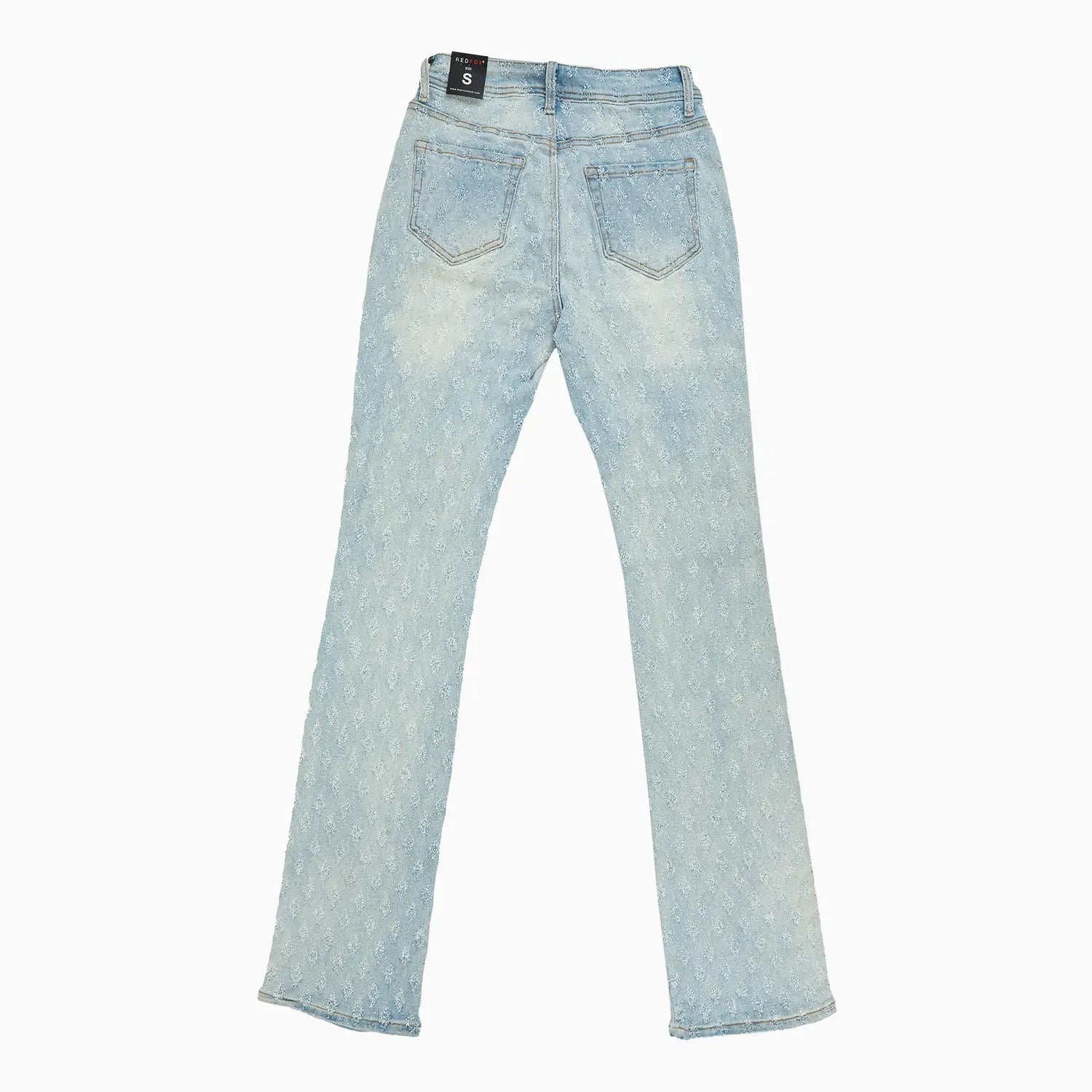 Women's Stacked King Rhinestone Denim Pant Red Fox - Tops and Bottoms USA