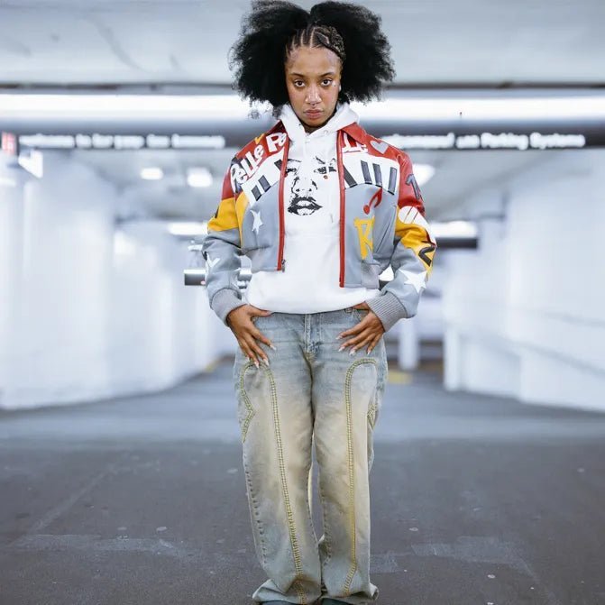 Women's 50 Years Of Hip Hop Crop Leather Jacket Pelle Pelle - Tops and Bottoms USA