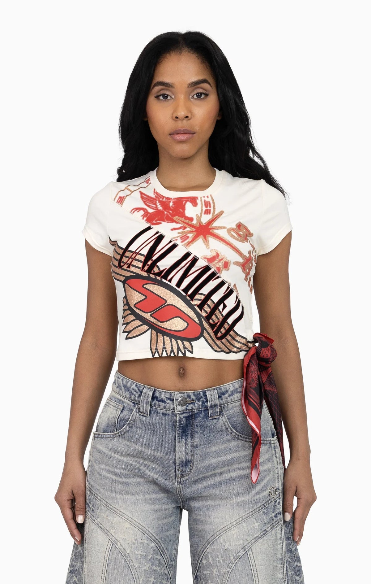 Women's Glitter Printed Band T-Shirt