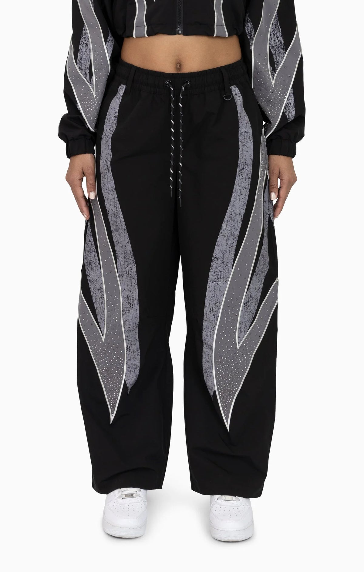 Women's Rhinestone Panel Windbreaker Outfit