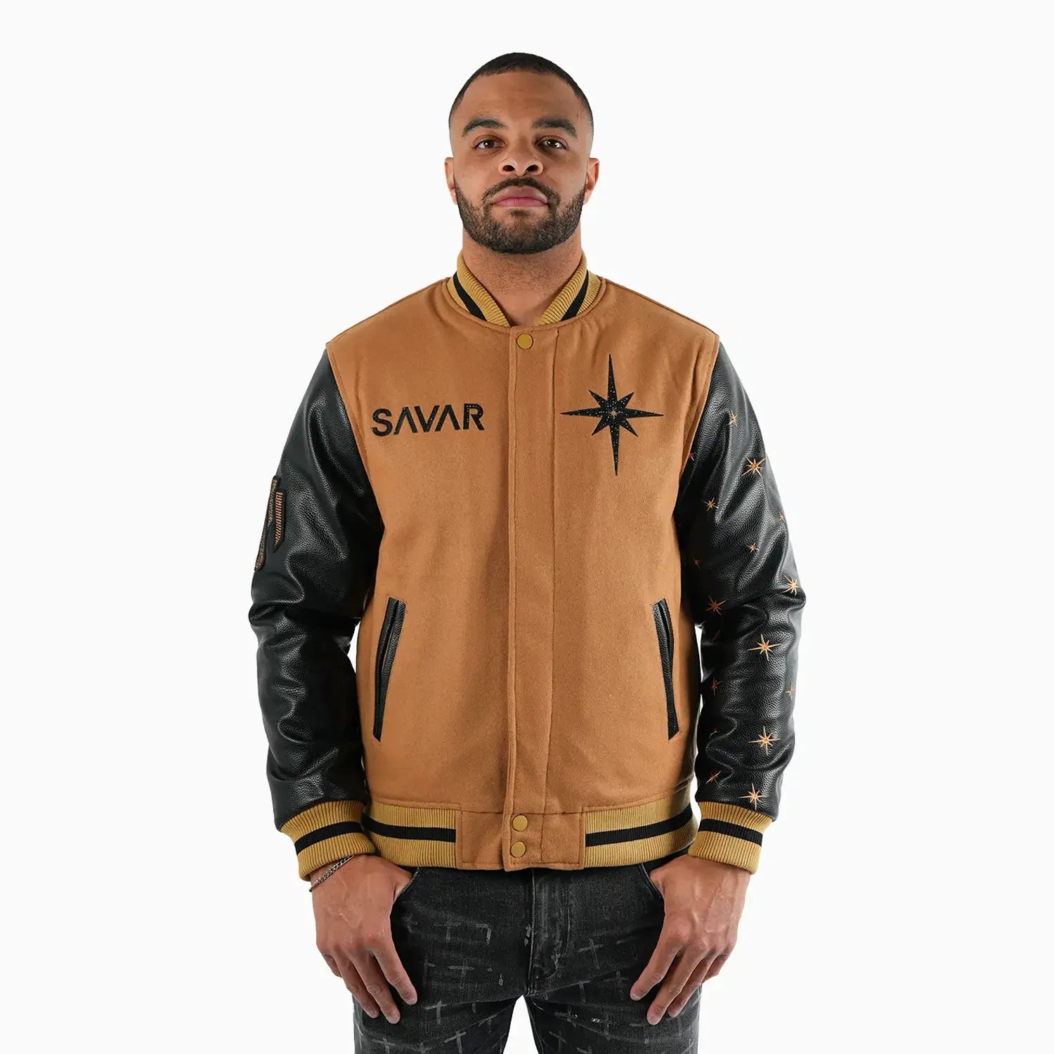 Men's Faded Wool Varsity Jacket Savar - Tops and Bottoms USA